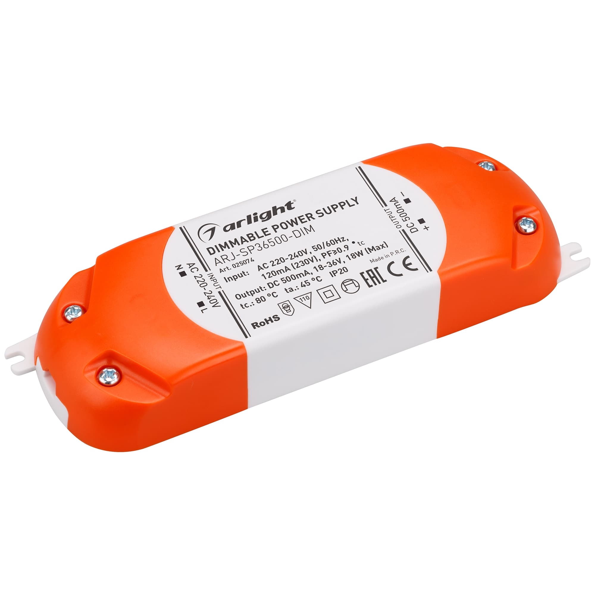 Блок питания ARJ-SP36500-DIM (18W, 500mA, PFC, Triac) (Arlight, IP20 Пластик, 3 года) 025074