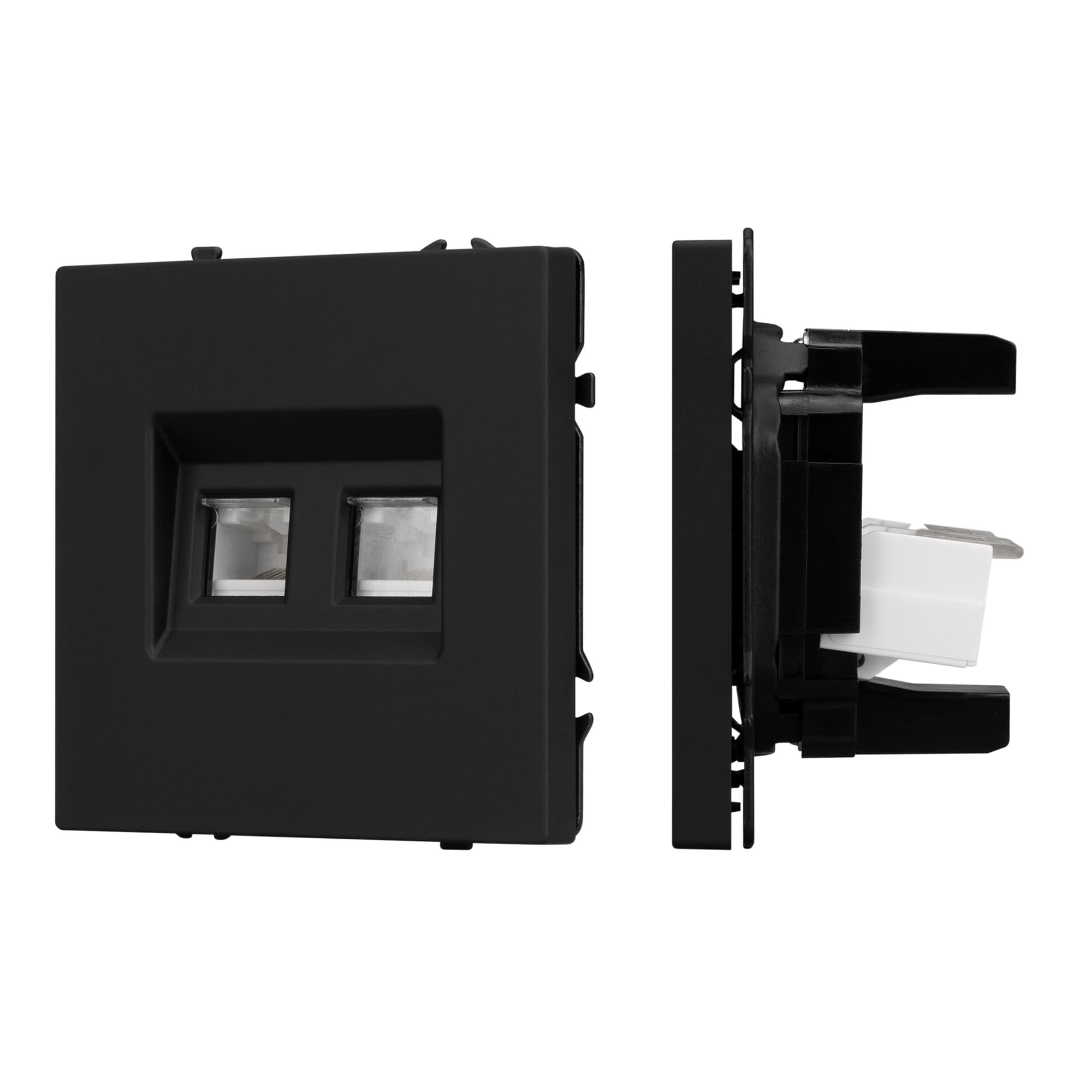 Механизм сдвоенной телефонной розетки SCT-NOBE-MTL2-SFPL-BK (RJ-11, 4C) (Arlight, Черный оникс) 054309