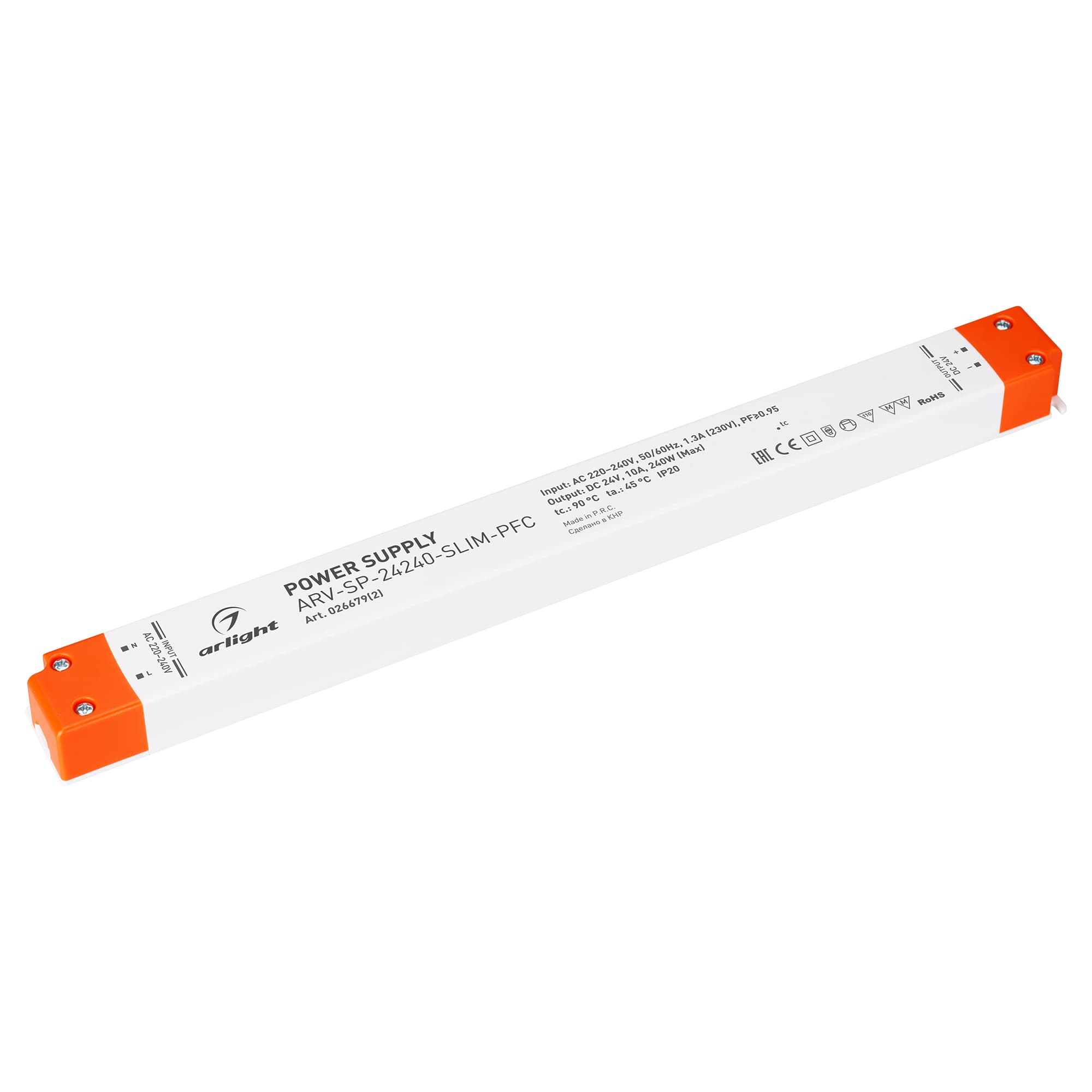 Блок питания ARV-SP-24240-SLIM-PFC (24V, 10A, 240W) (Arlight, IP20 Пластик, 5 лет) 026679(2)