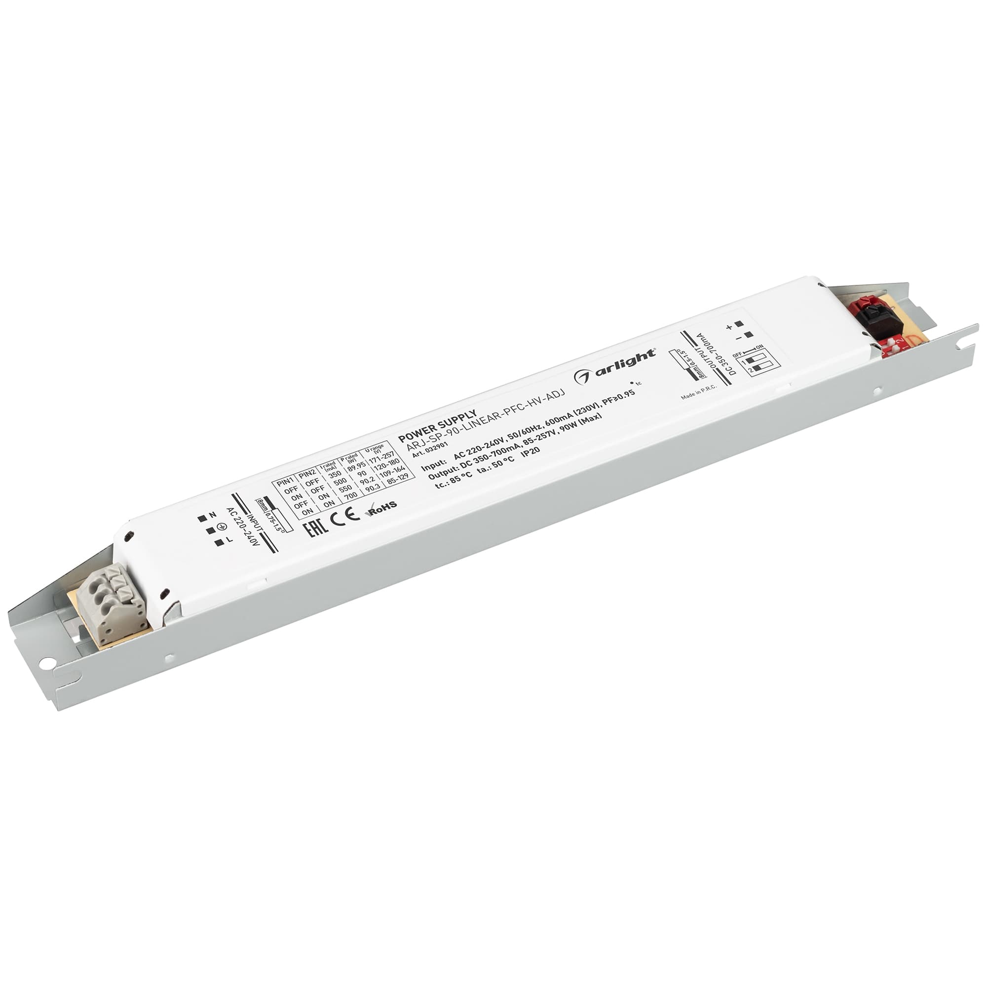 Блок питания ARJ-SP-90-LINEAR-PFC-HV-ADJ (90W, 350-700mA) (Arlight, IP20 Металл, 5 лет) 032901