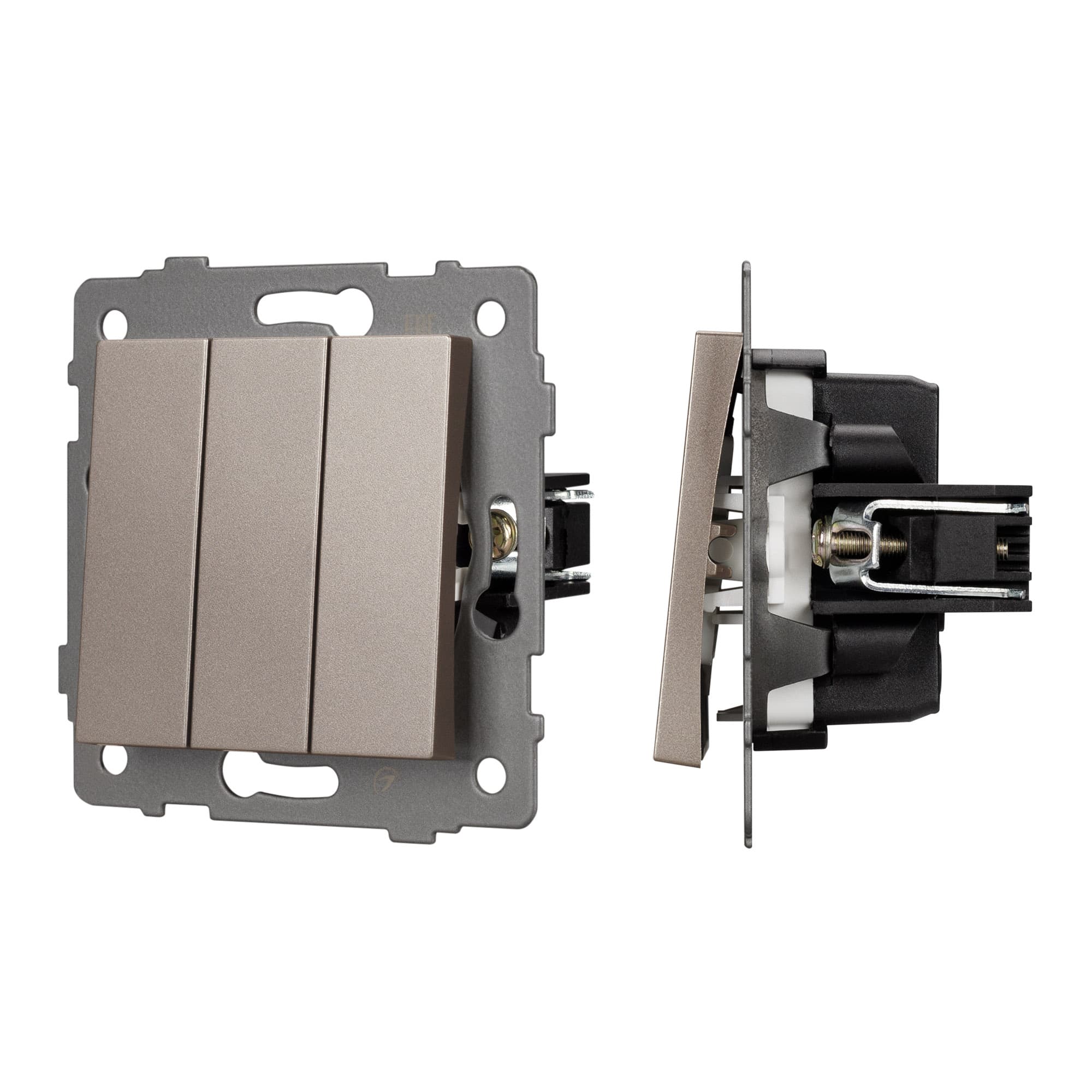 Механизм выключателя трехклавишный непроходной SWT-MK03-PL-GD-V (250V, 10A) (Arlight, -) 049899