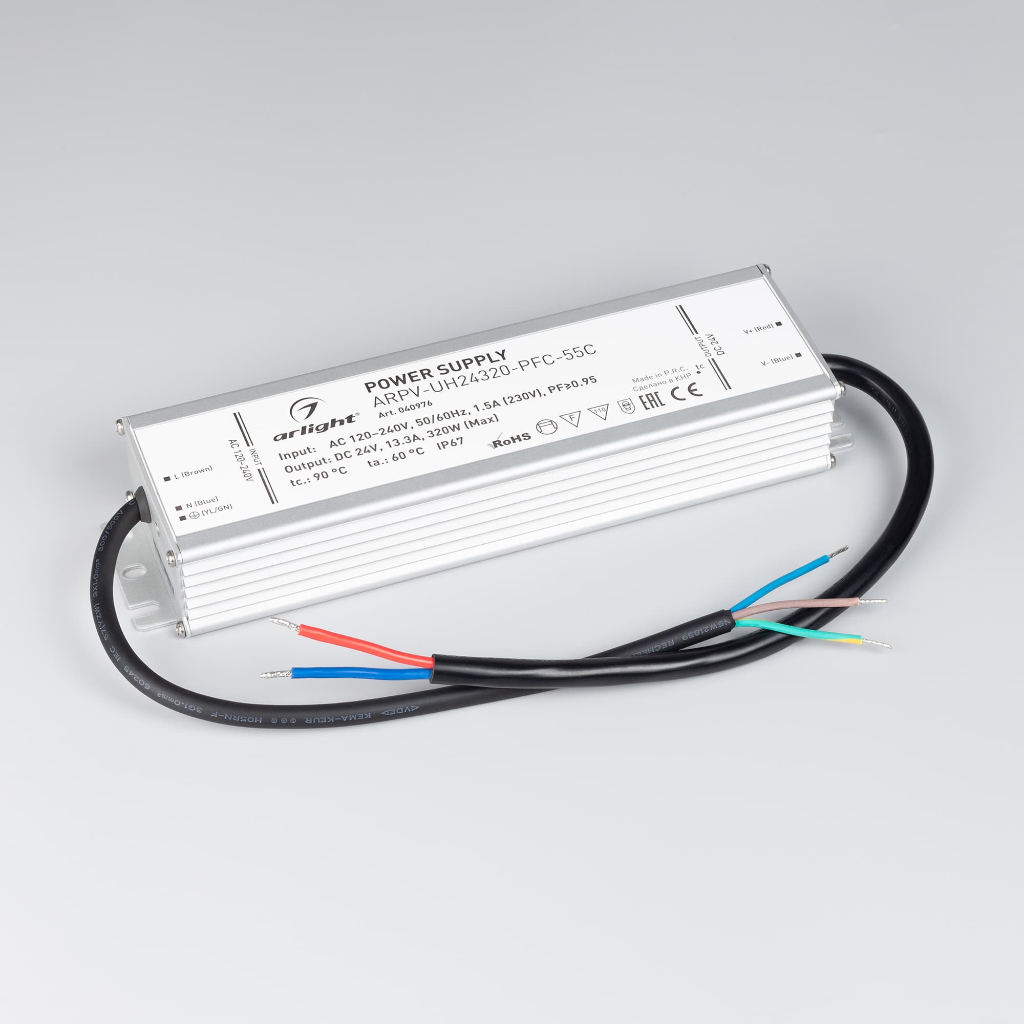 Блок питания ARPV-UH24320-PFC-55C (24V, 13.3A, 320W) (Arlight, IP67 Металл, 5 лет) 040976 — фото 2
