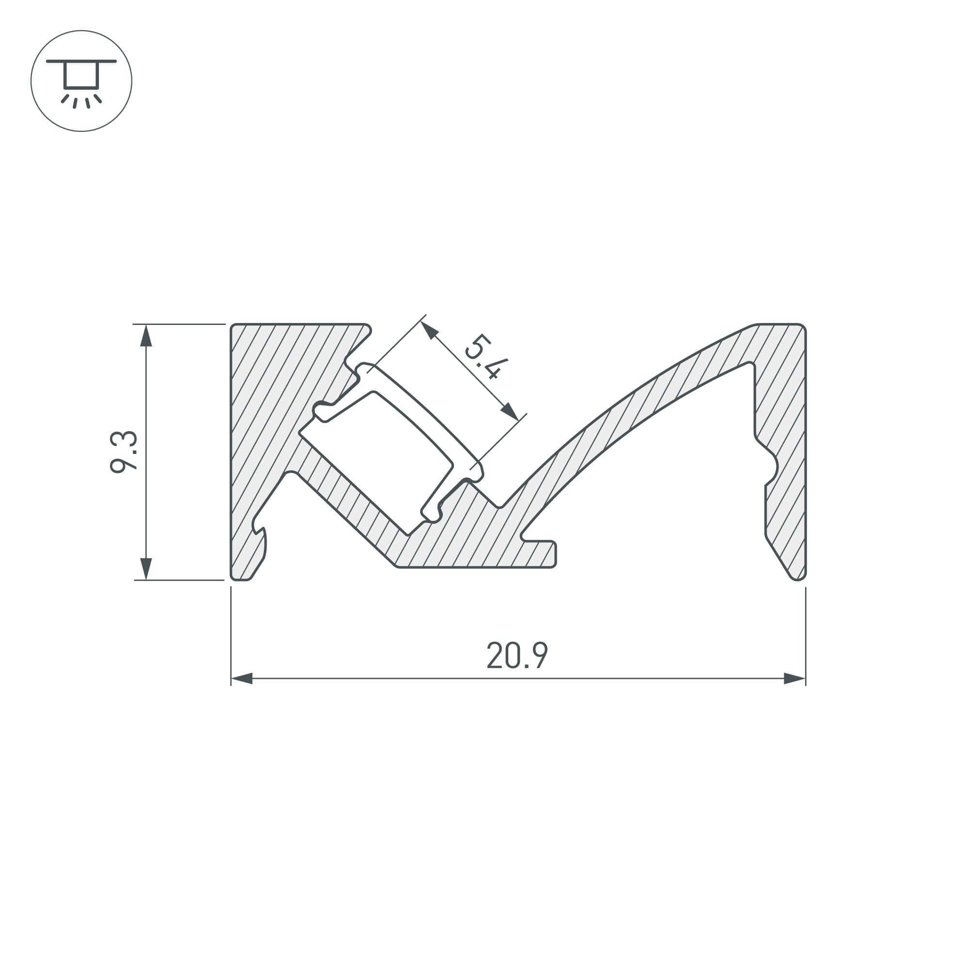 Профиль SL-BEVEL-W21-2000 ANOD (Arlight, Алюминий) 043687 — фото 3