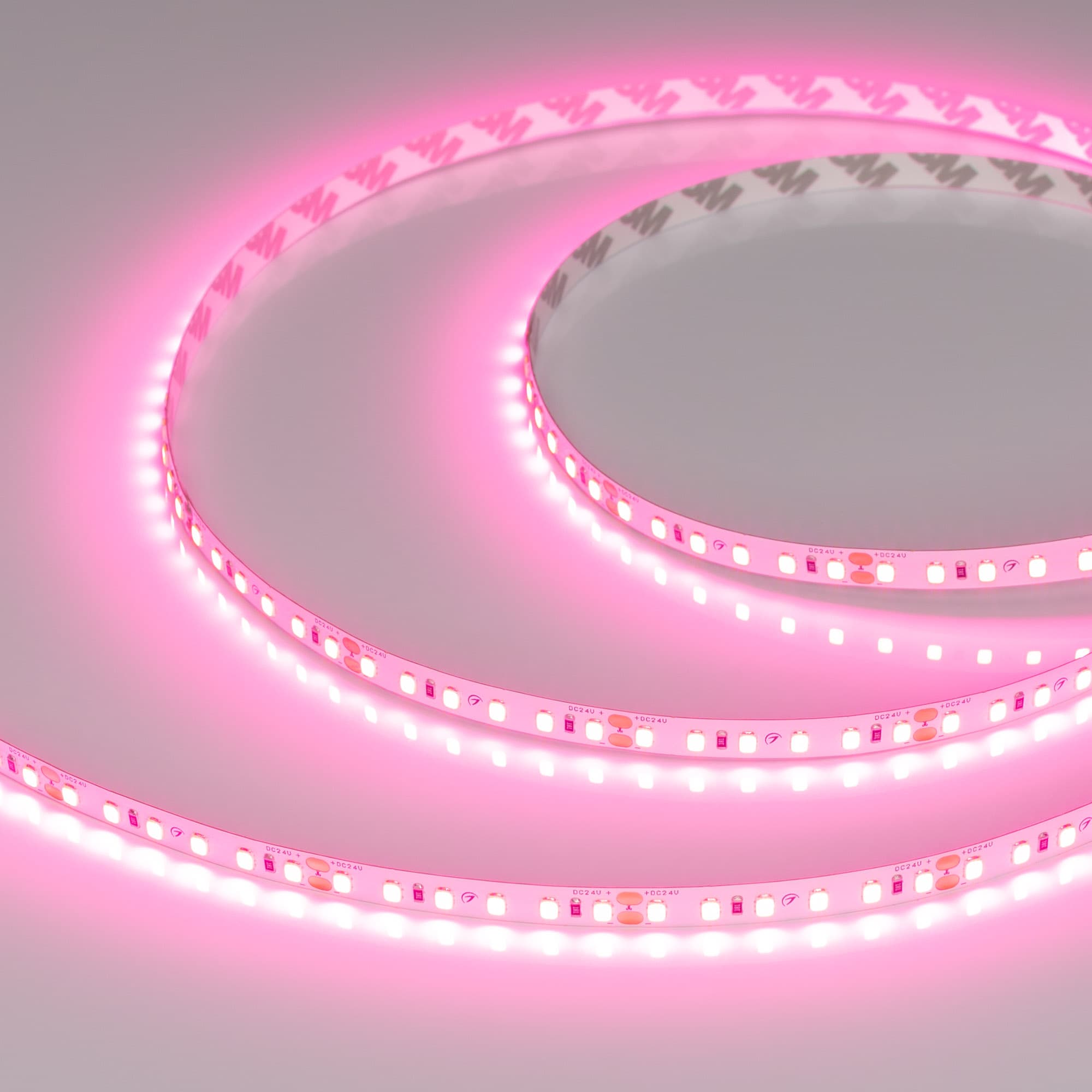 Светодиодная лента RT-A120-8mm 24V Pink (9.6 W/m, IP20, 2835, 5m) (Arlight, -) 043380 — фото 1