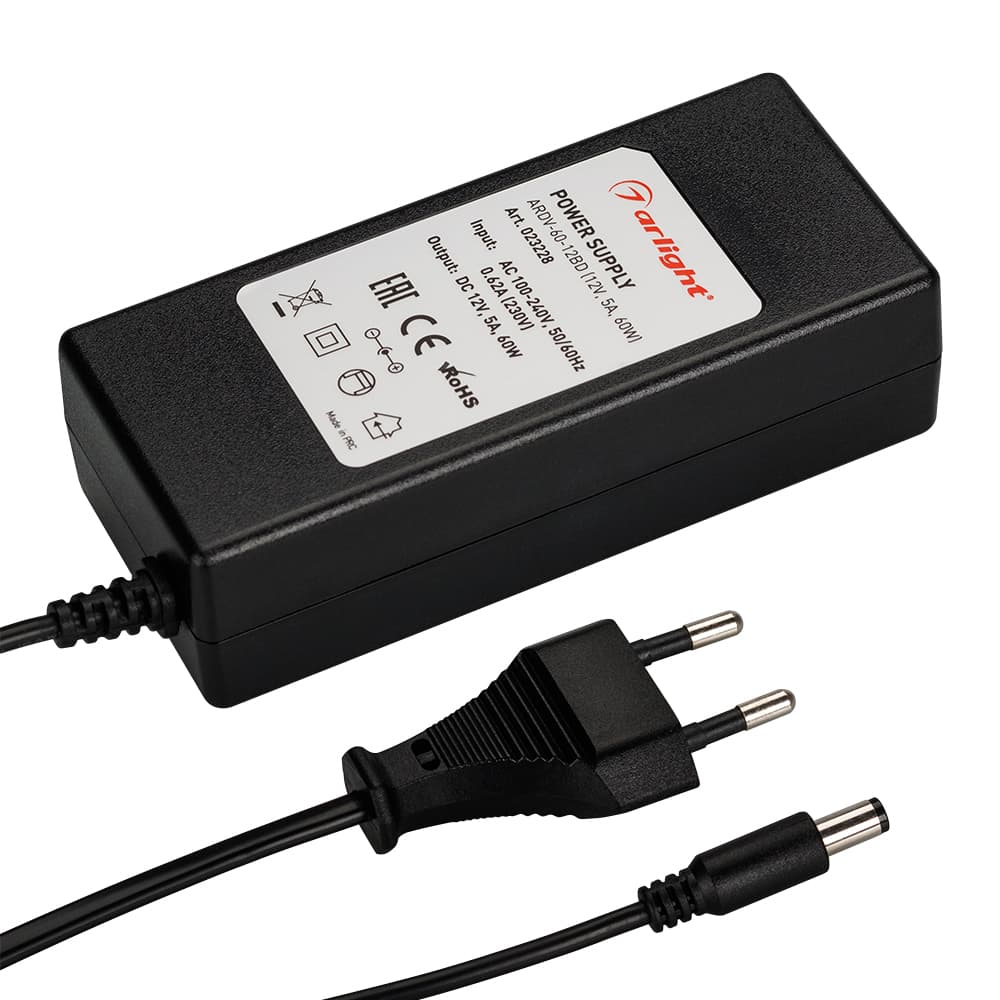 Блок питания ARDV-60-12BD (12V, 5A, 60W) (Arlight, Адаптер, 2 года) 023228 Arlight