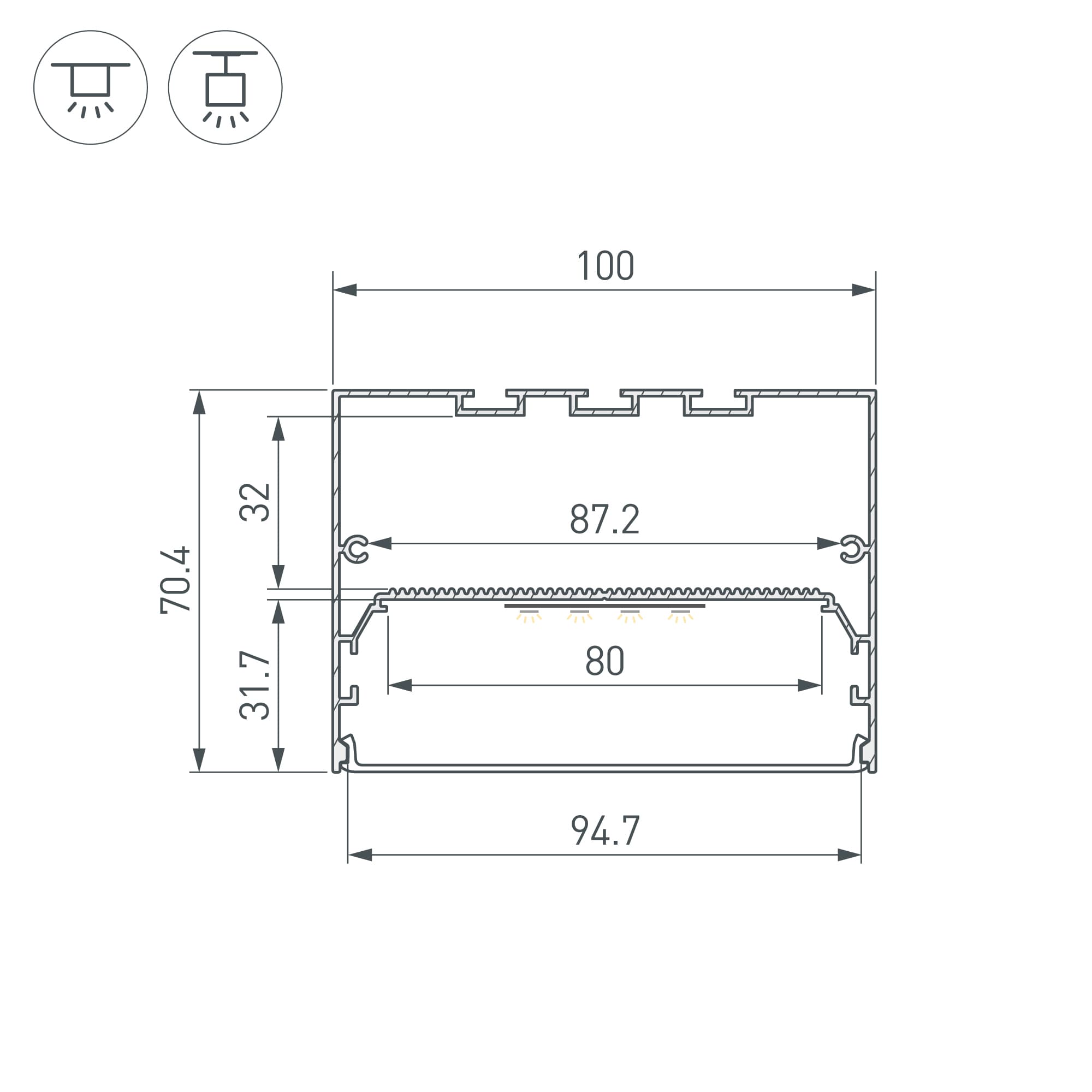 Профиль POWER-W100H70-2000 BLACK (Arlight, Алюминий) 056214 — фото 3