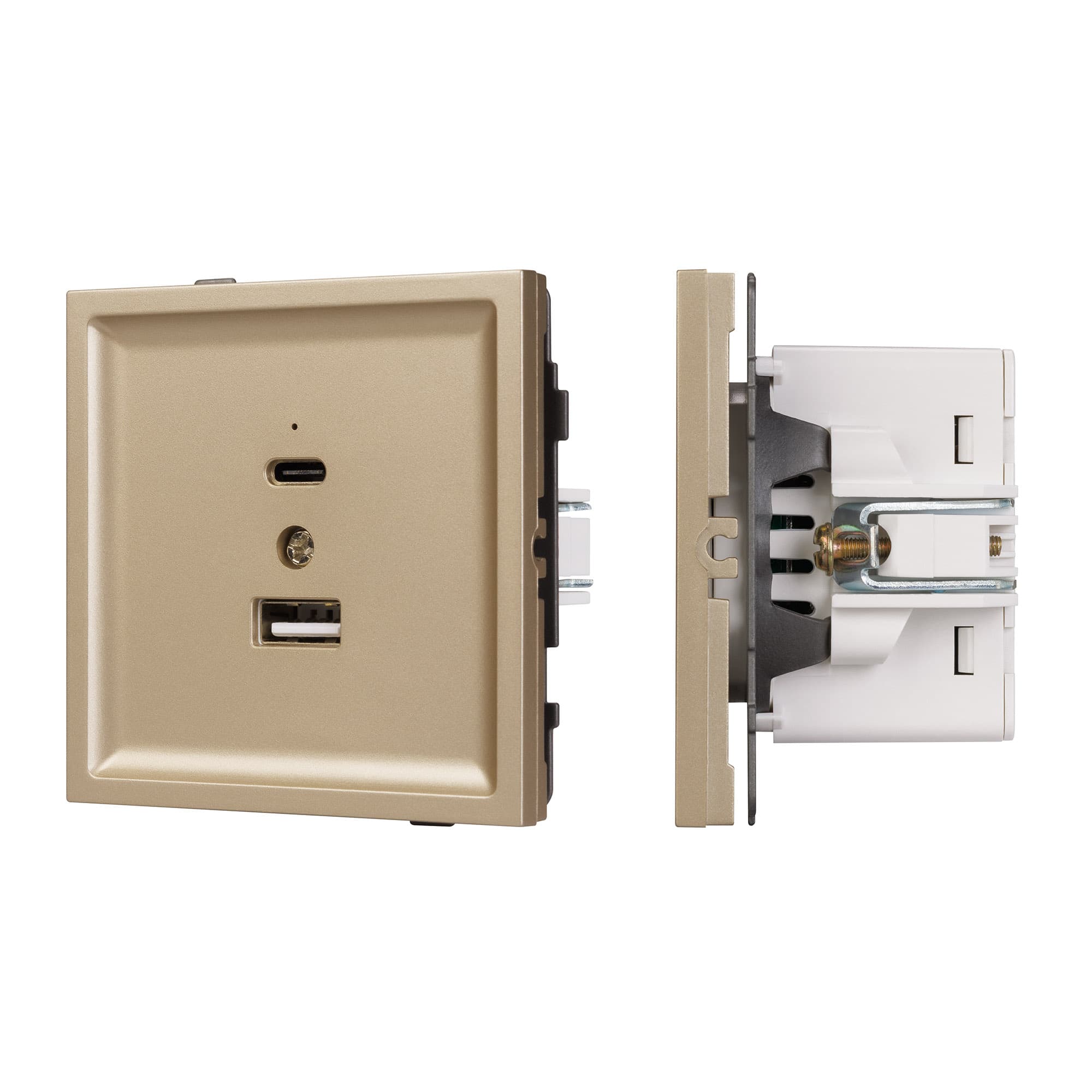 Механизм USB розетки SCT-TENDO-MUAC-SFPL-GD (5V, 3A, QC3) (Arlight, Матовый песочный) 054537