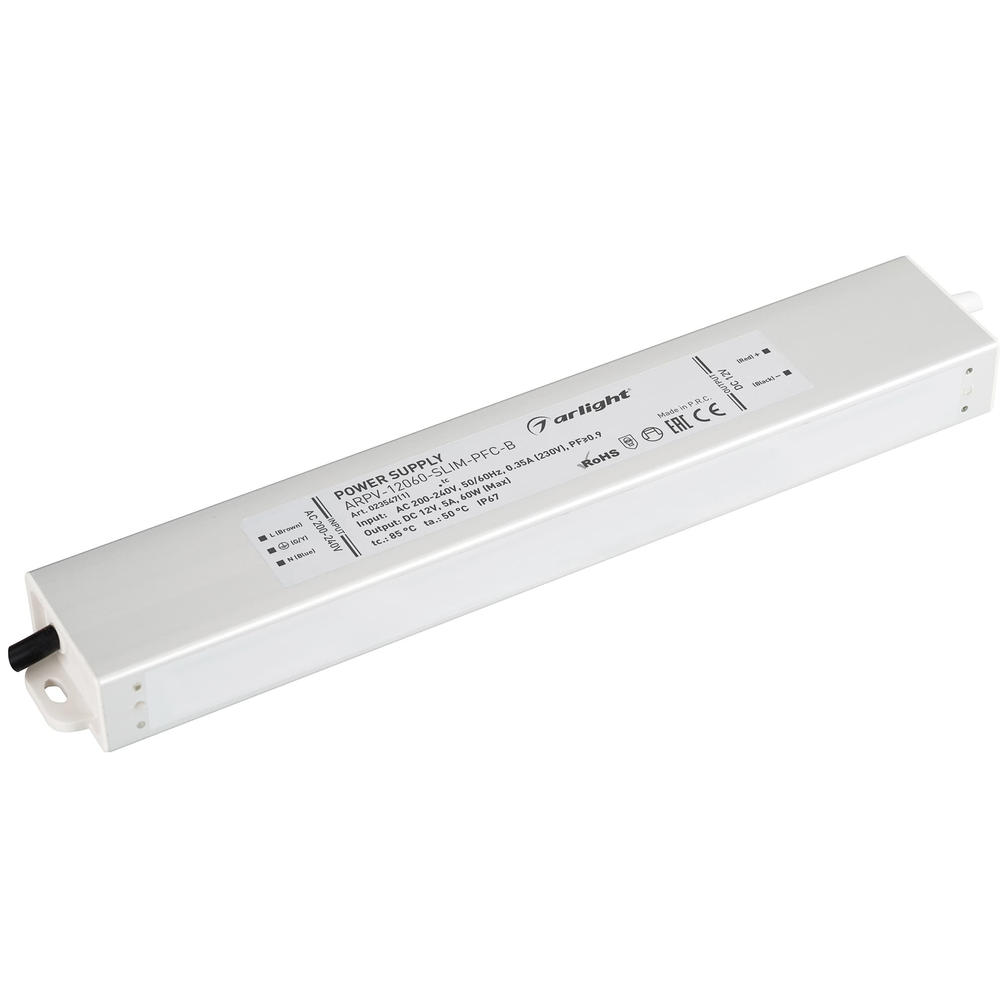 Блок питания ARPV-12060-SLIM-PFC-B (12V, 5.0A, 60W) (Arlight, IP67 Металл, 3 года) 023547(1) — фото 1