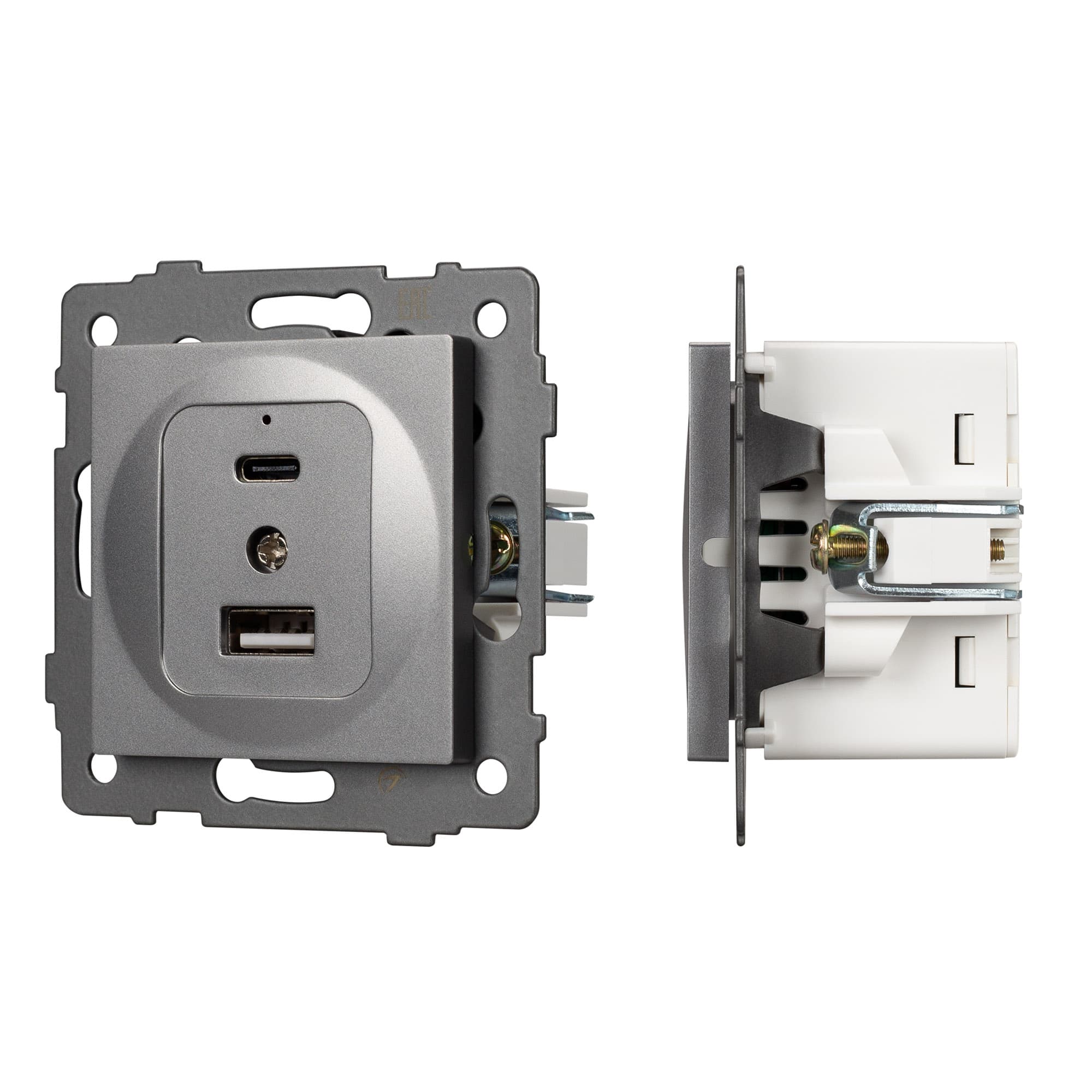 Механизм USB розетки SCT-MUAC-PL-GR-V (5V, 3A, QC4) (Arlight, -) 049840