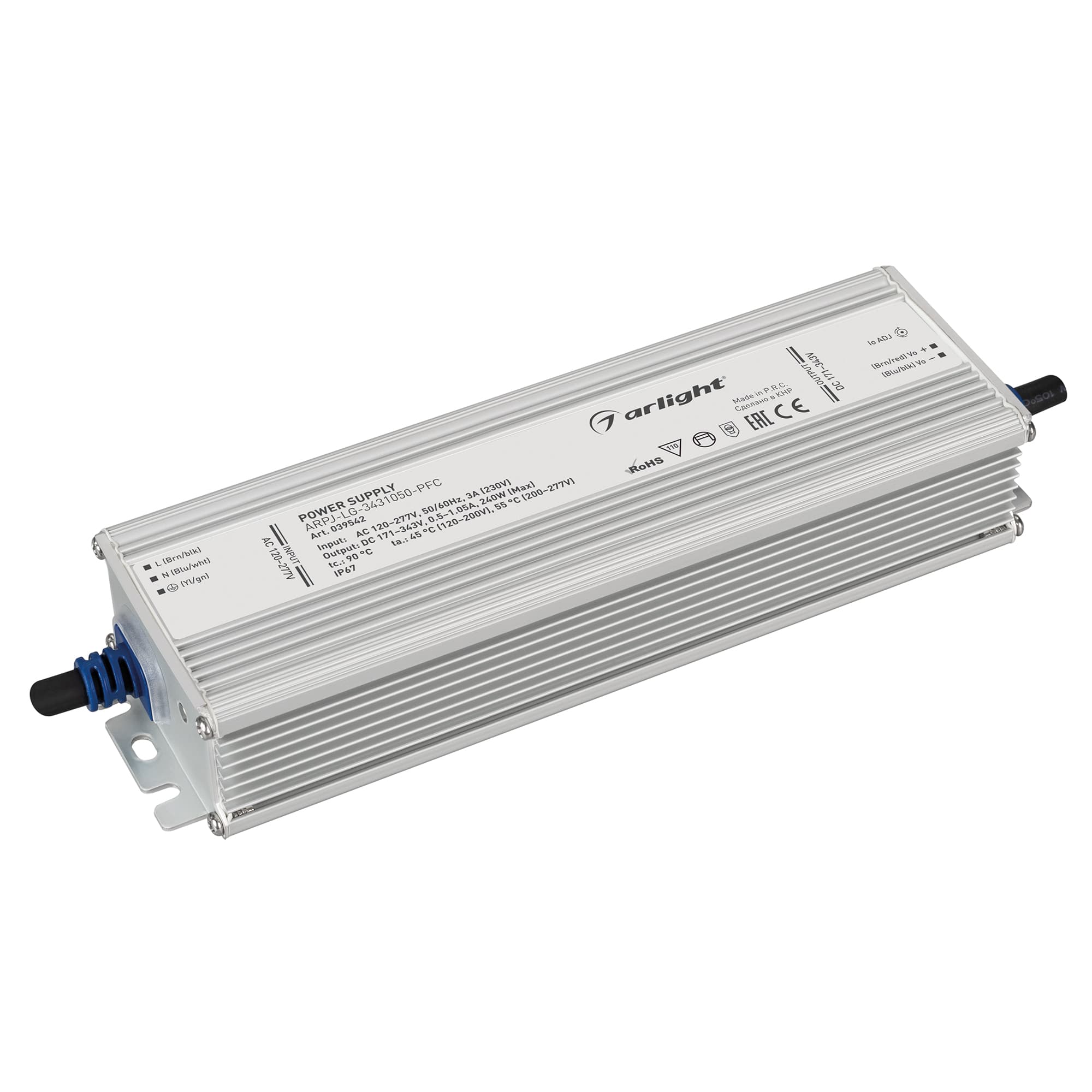 Блок питания ARPJ-LG-3431050-PFC (240W, 171-343V, 0.5-1.05A) (Arlight, IP67 Металл, 5 лет) 039542 — фото 1