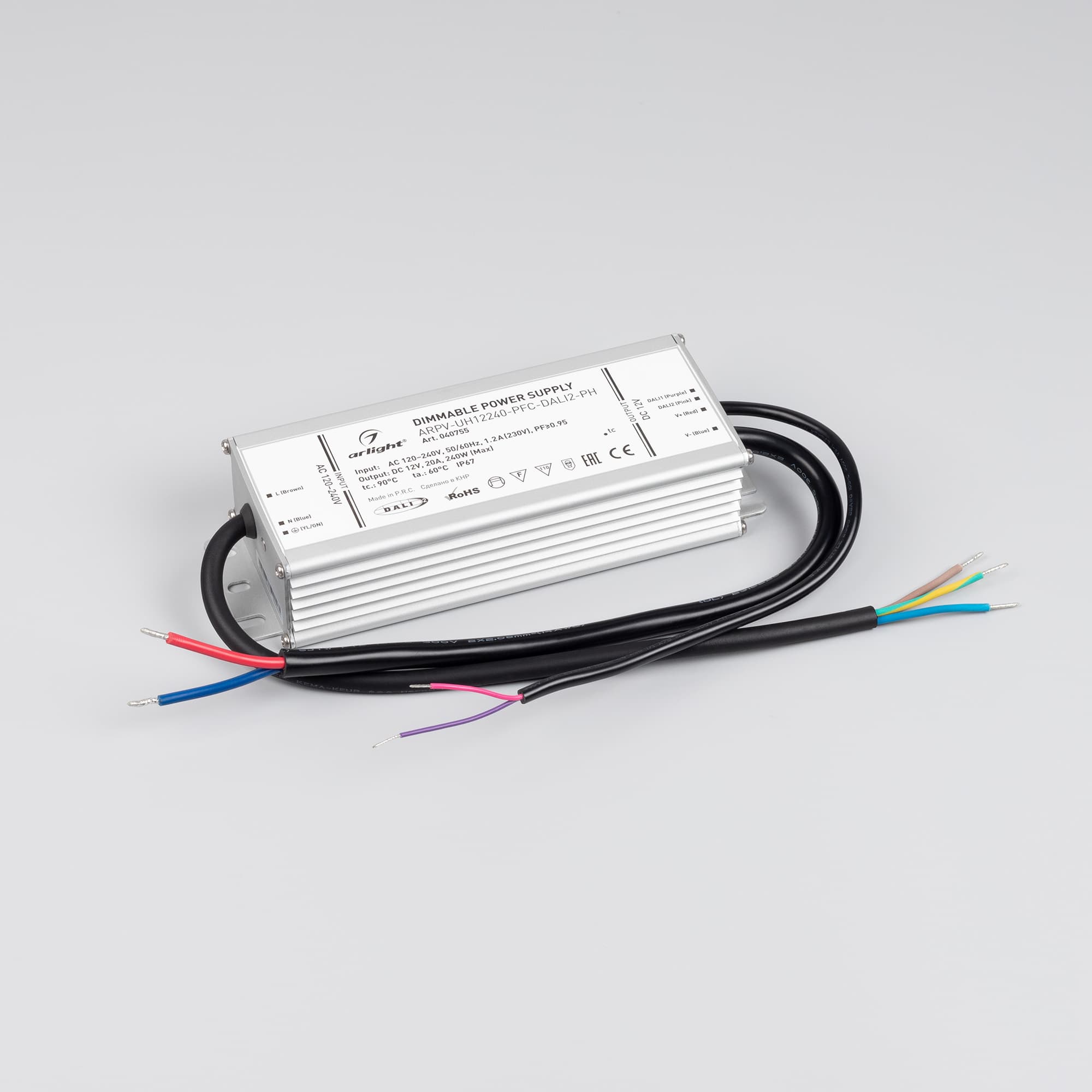 Блок питания ARPV-UH12240-PFC-DALI2-PH (12V, 20A, 240W) (Arlight, IP67 Металл, 7 лет) 040755 — фото 2