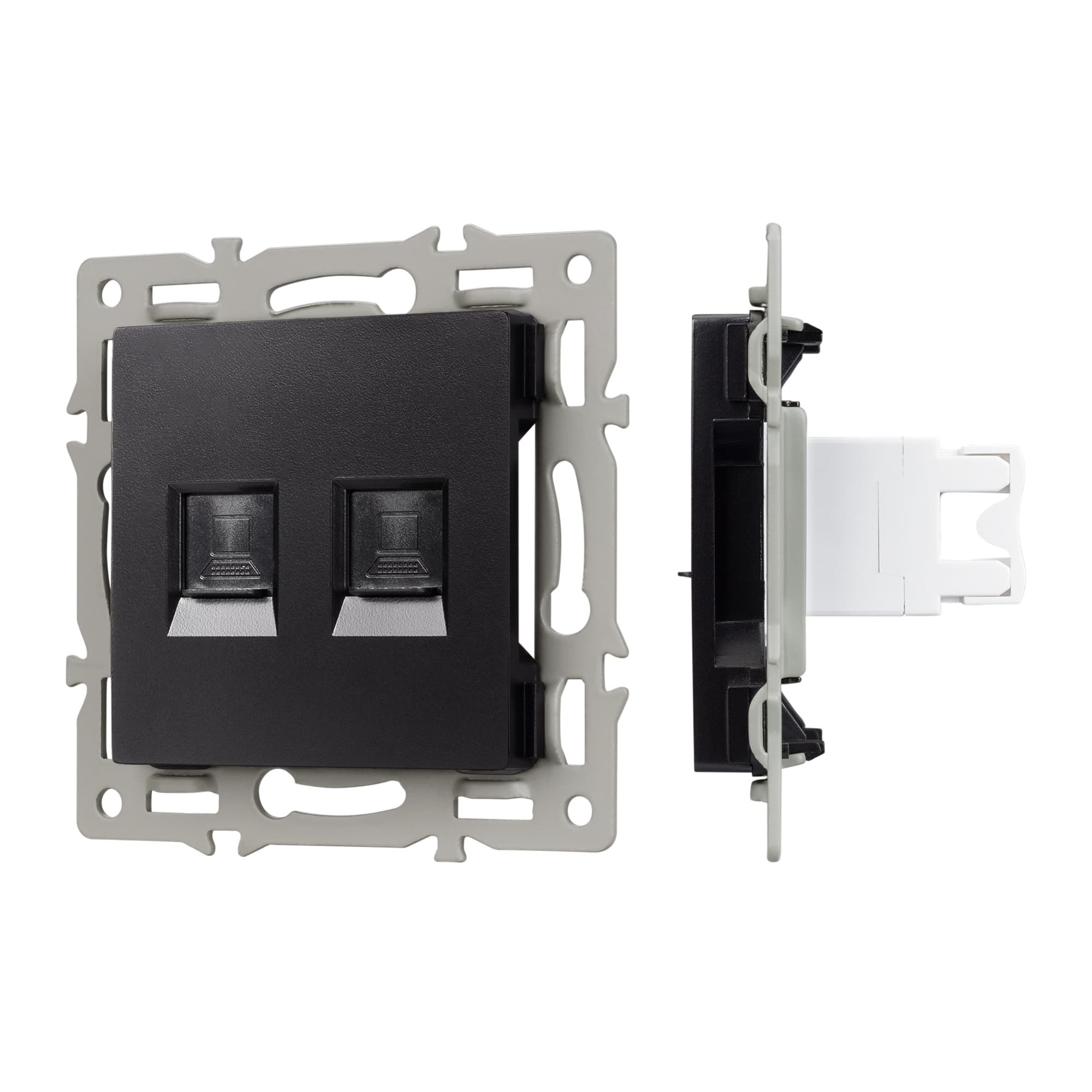 Механизм компьютерной розетки двойной SCT-MPC2-PL-BK (RJ-45, CAT6) (Arlight, -) 045337