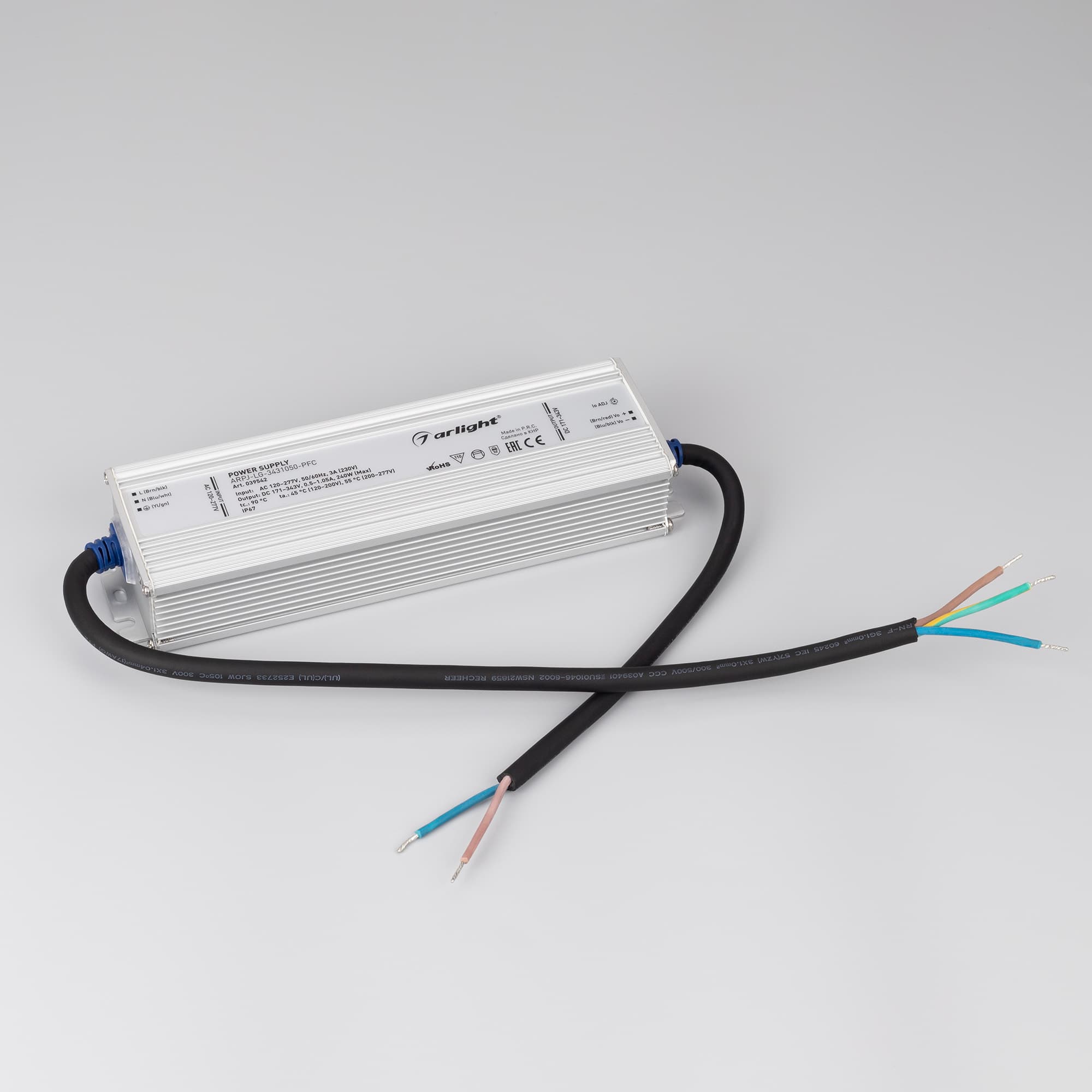 Блок питания ARPJ-LG-3431050-PFC (240W, 171-343V, 0.5-1.05A) (Arlight, IP67 Металл, 5 лет) 039542 — фото 2