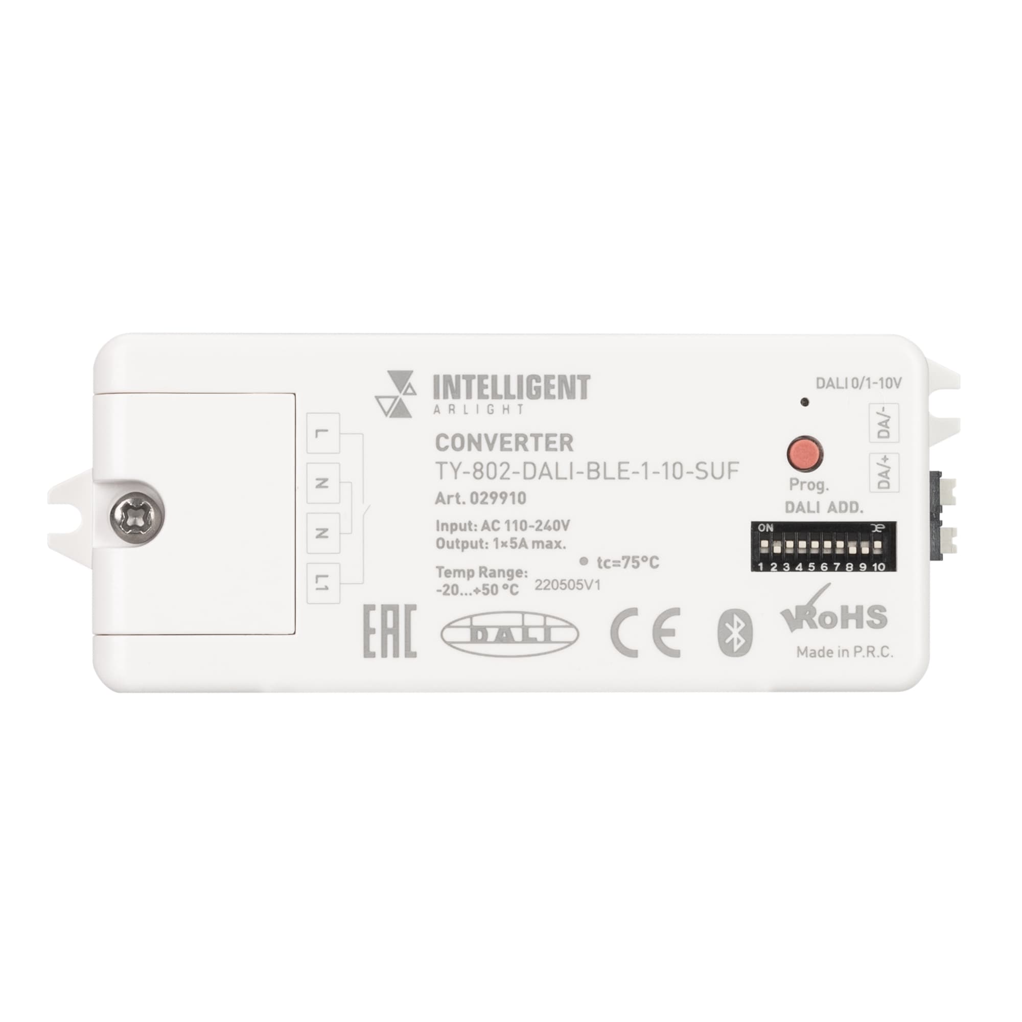 INTELLIGENT ARLIGHT Конвертер TY-802-DALI-BLE-1-10-SUF (230V, 10A, DALI, 0-10V) (IARL, IP20 Пластик, 3 года) 029910 Arlight — фото 2