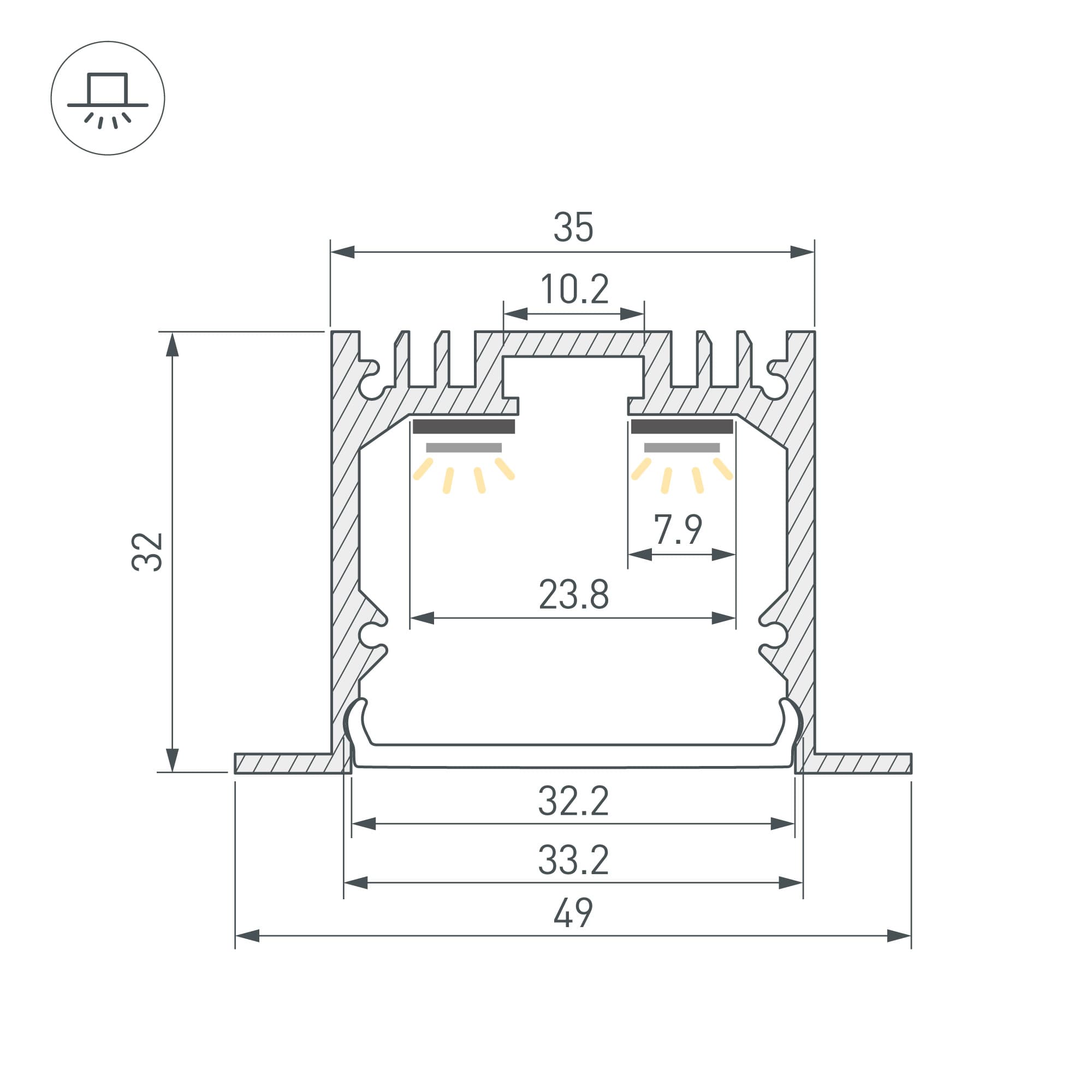 Профиль SL-LINIA49-F-3000 ANOD (BY) (Arlight, Алюминий) 060868 Arlight — фото 3