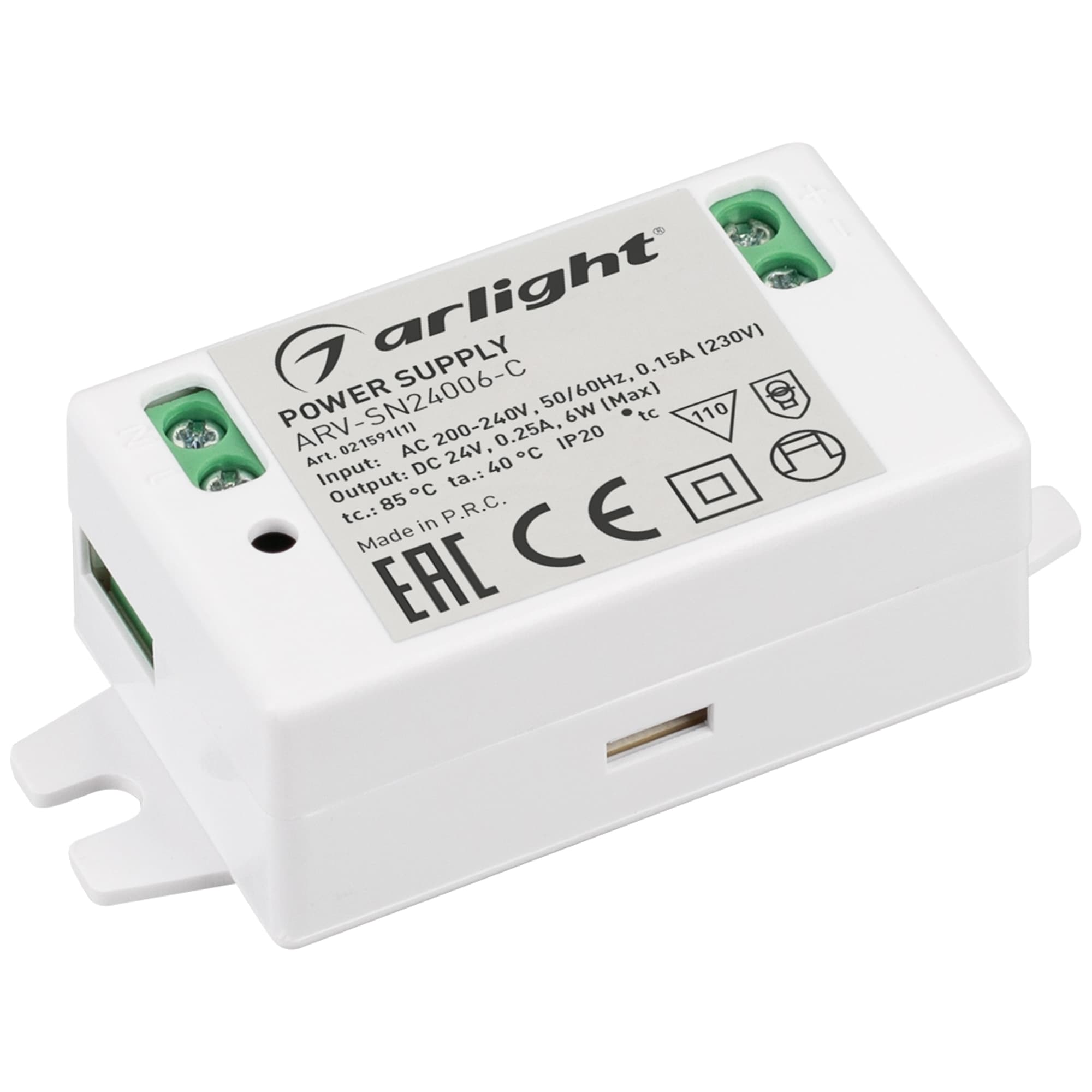 Блок питания ARV-SN24006-C (24V, 0.25A, 6W) (Arlight, IP20 Пластик, 3 года) 021591(1) — фото 1