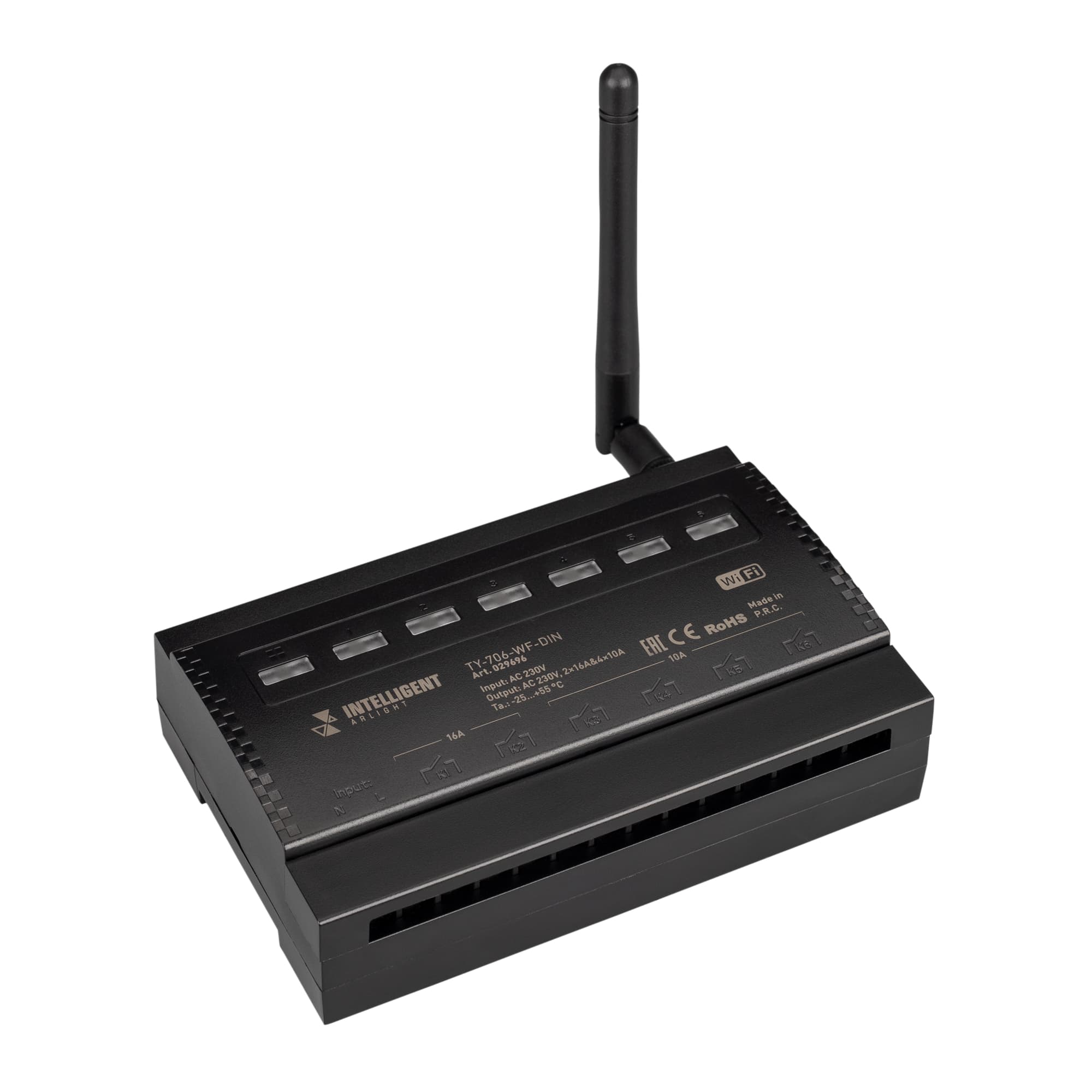 INTELLIGENT ARLIGHT Релейный модуль TY-706-WF-DIN (230V, 2х16A + 4х10А) (IARL, IP20 Пластик, 3 года) 029696 Arlight — фото 1