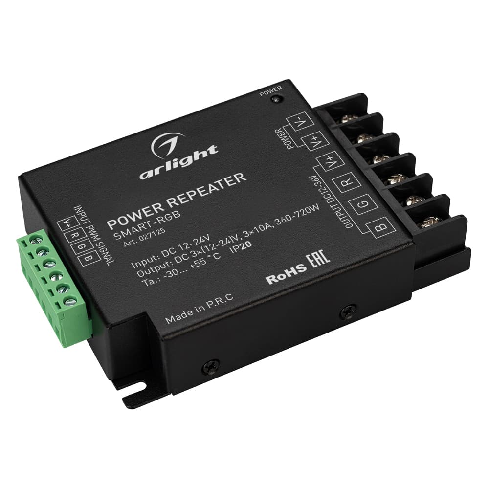 Усилитель SMART-RGB (12-24V, 3x10A) (Arlight, IP20 Металл, 5 лет) 027125 — фото 2
