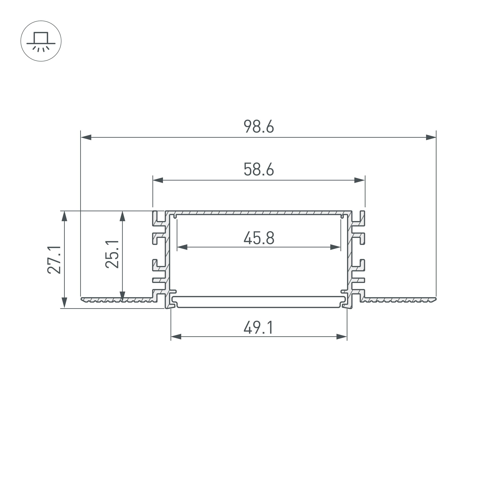 Профиль FANTOM-W49-2000 ANOD (Arlight, Алюминий) 046430 — фото 3