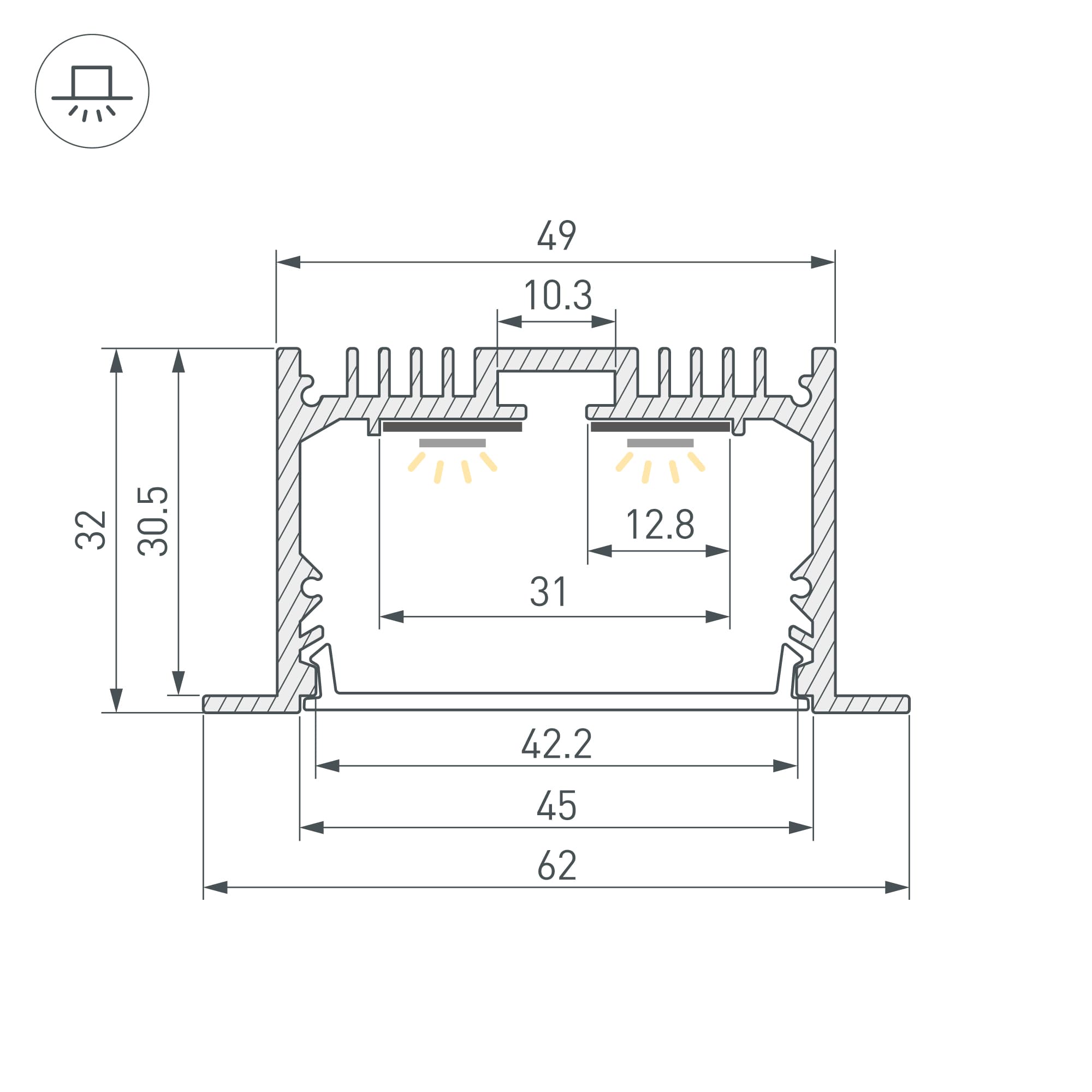Профиль SL-LINIA62-F-2000 BLACK (BY) (Arlight, Алюминий) 062590 Arlight — фото 3