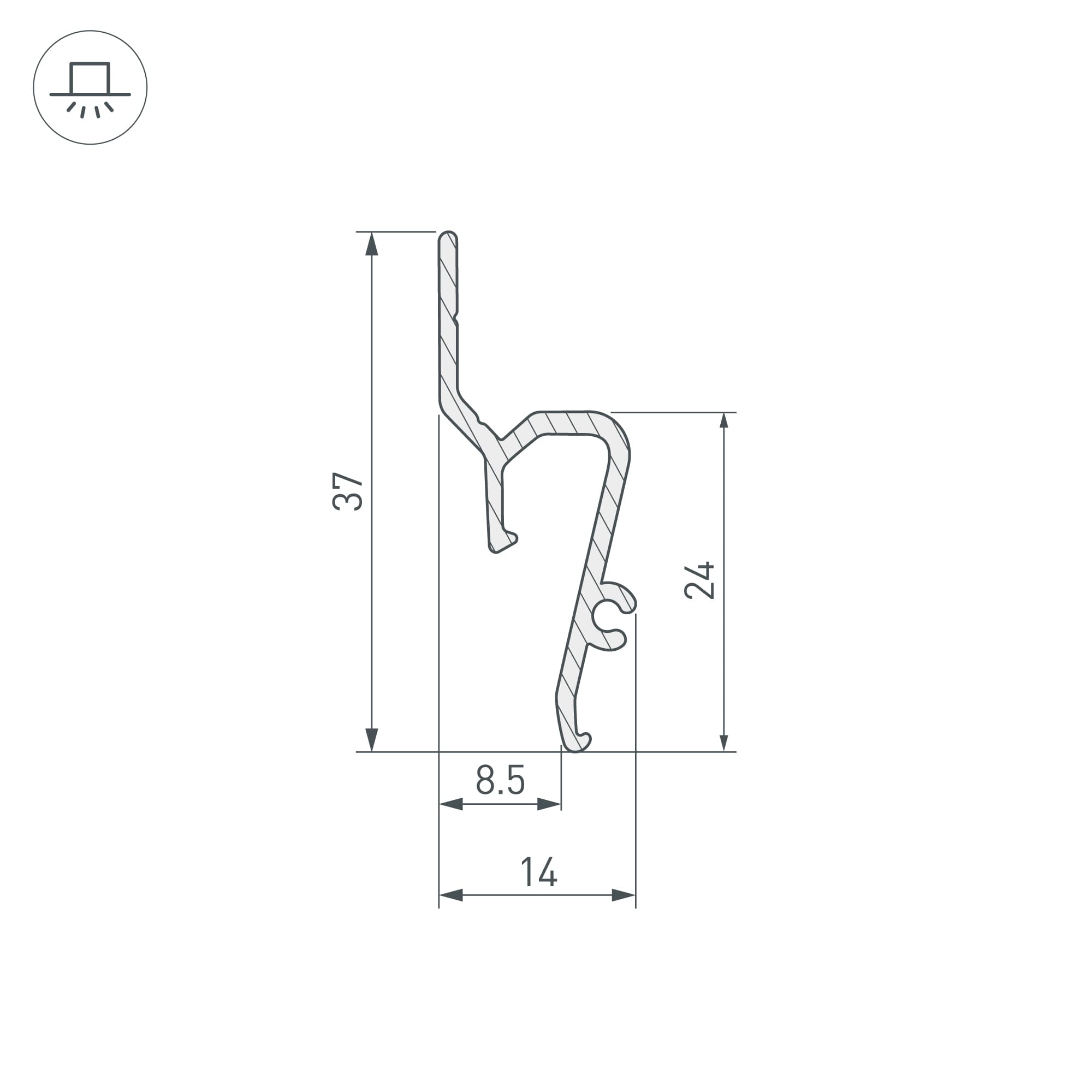 Профиль STRETCH-SHADOW-TECH-VENT-2000 BLACK (A2-DELTA) (Arlight, Алюминий) 041160 — фото 2