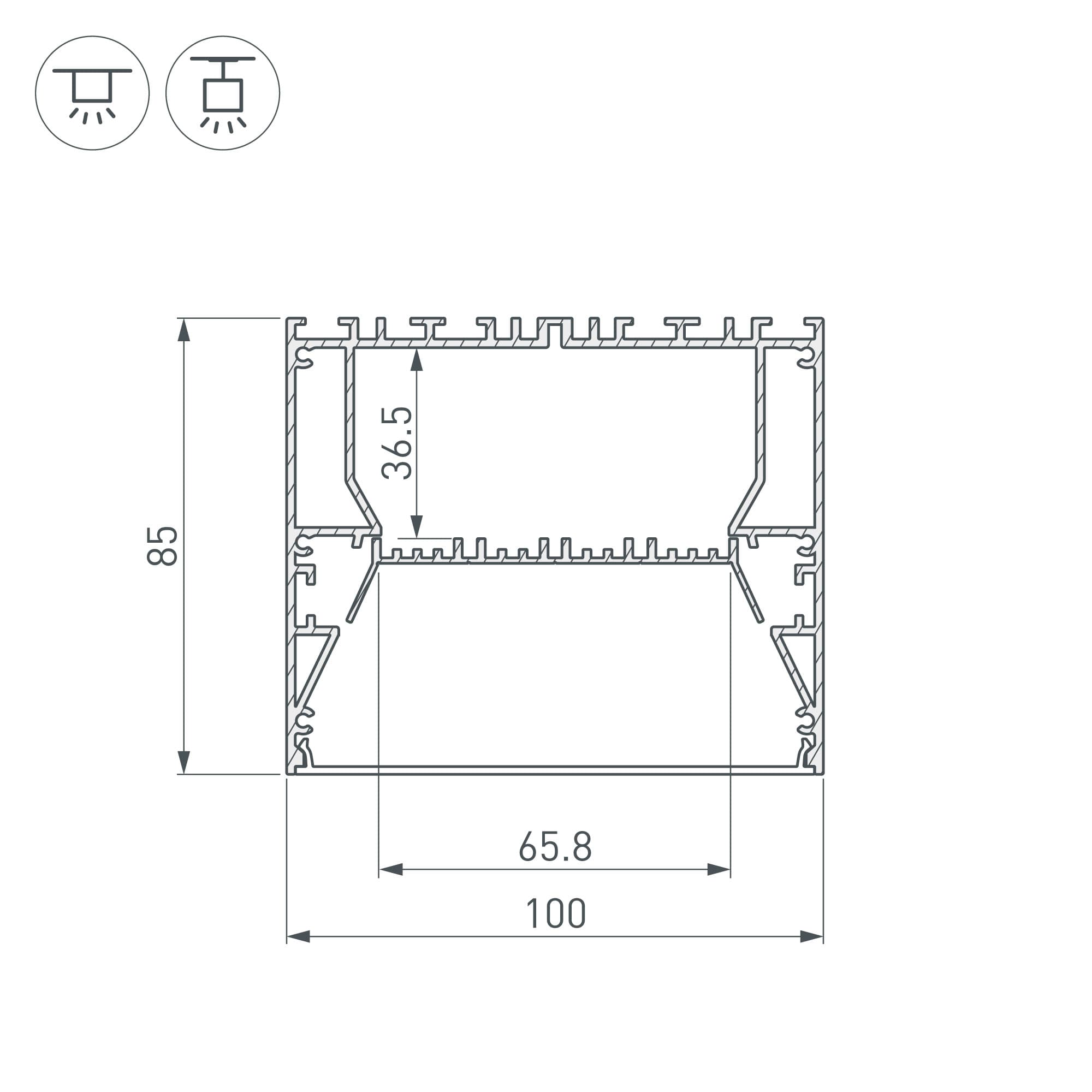 Профиль ARH-POWER-W100-2000 ANOD (Arlight, Алюминий) 036366 — фото 4