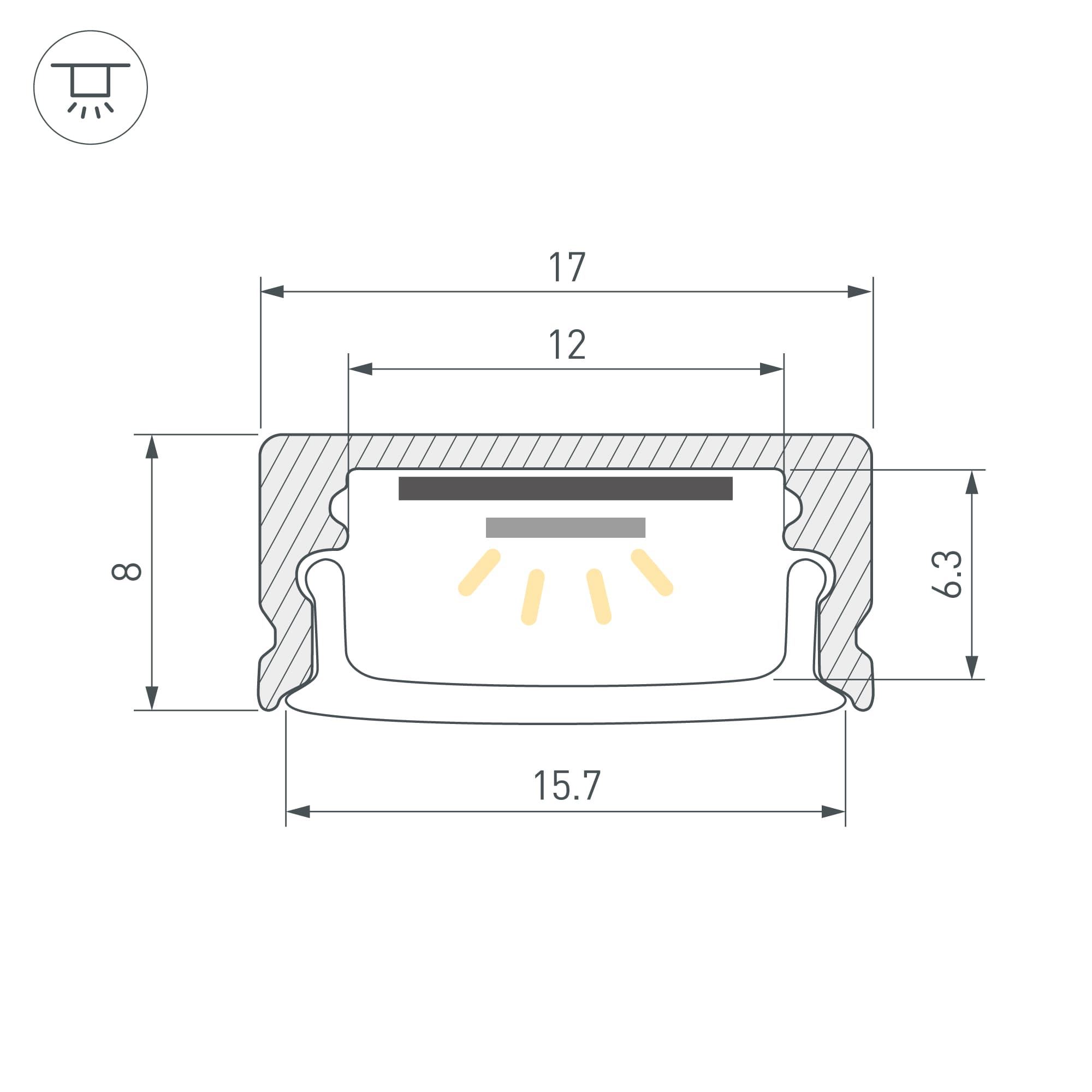 Профиль LINE-1708-2000 ANOD (Arlight, Алюминий) 040298 — фото 3