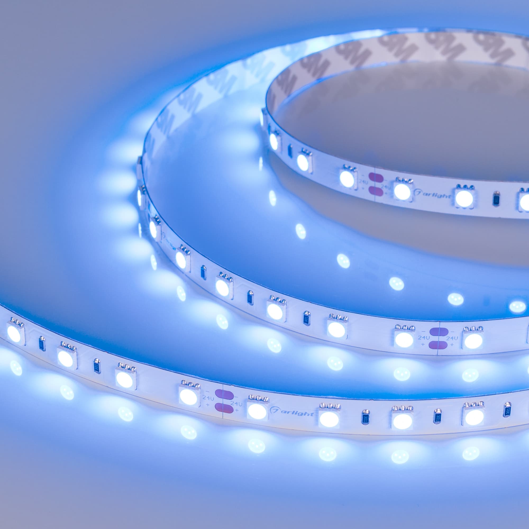 Светодиодная лента RT 2-5000 24V Blue 2x (5060, 300 LED, LUX) (Arlight, 14.4 Вт/м, IP20) 008819(1) — фото 3