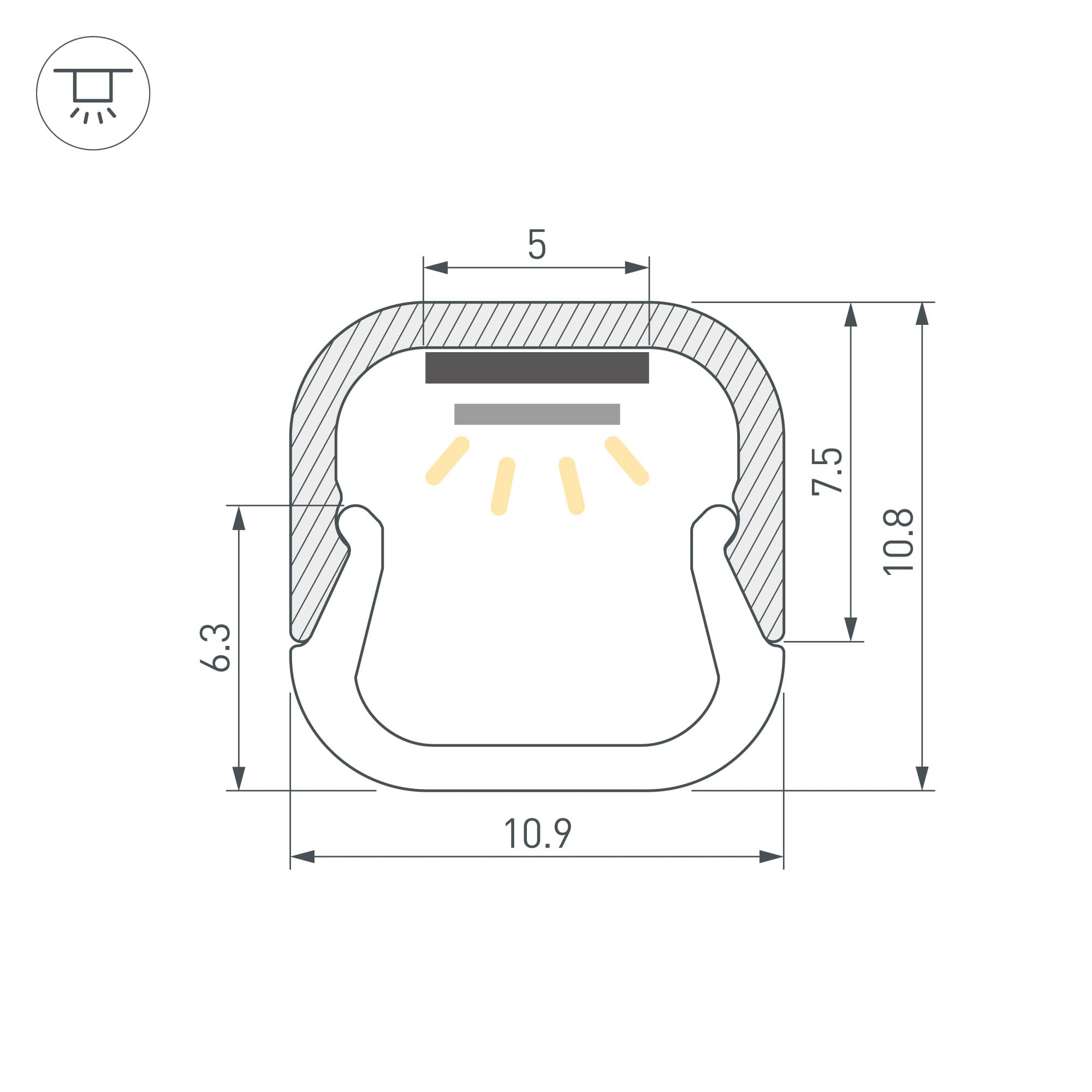 Профиль LINE-D-1111-2000 SQUARE ANOD (Arlight, Алюминий) 061084 — фото 2