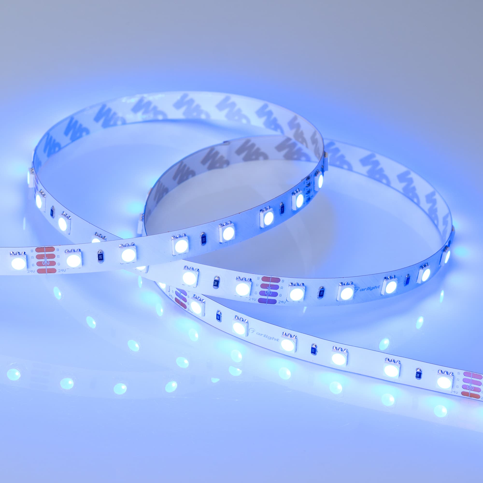 Светодиодная лента RT 2-5000 24V RGB 2x (5060, 300 LED, LUX) (Arlight, 14.4 Вт/м, IP20) 010367(B) — фото 5
