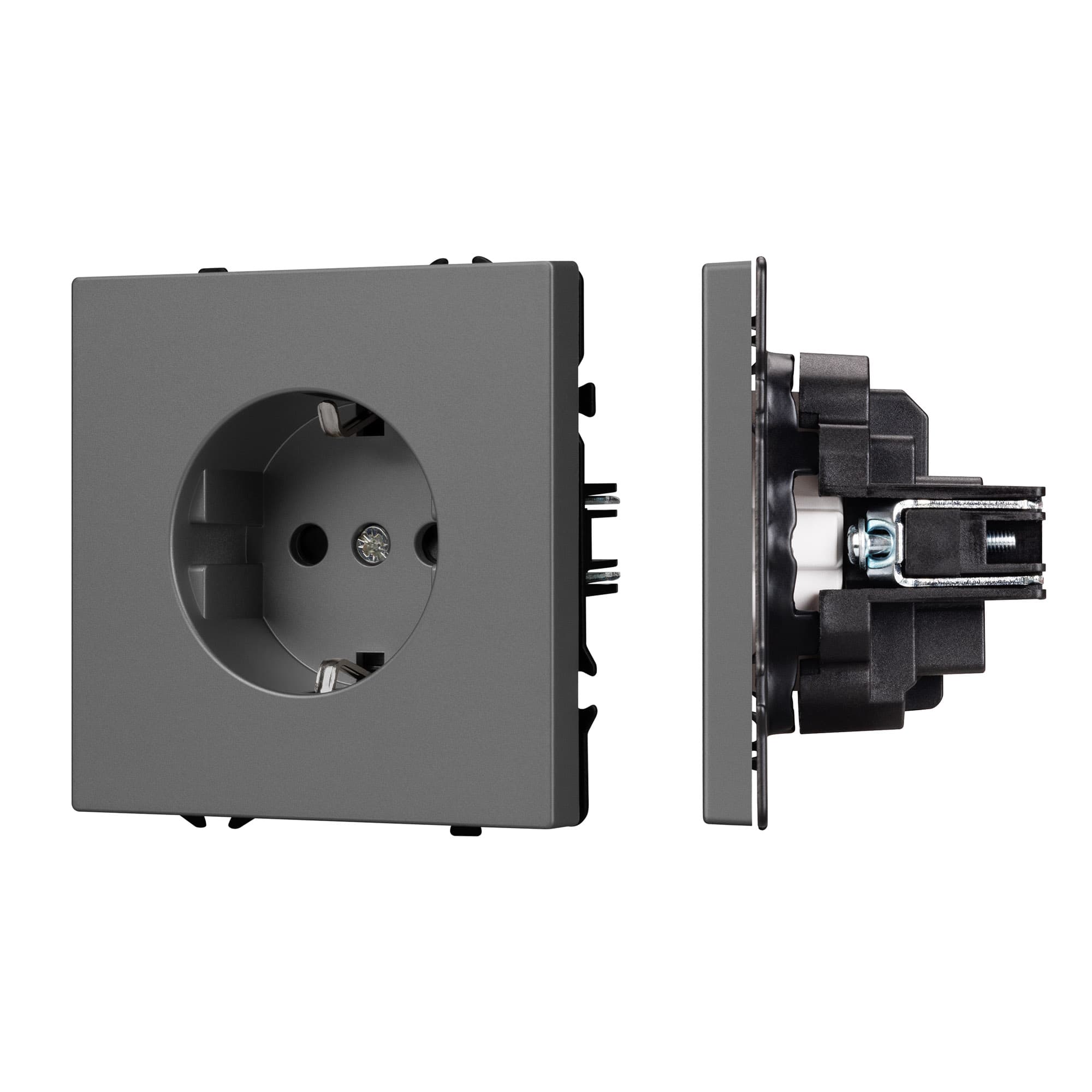 Механизм электрической розетки SCT-NOBE-MEU1-SFPL-GR (230V, 16A) (Arlight, Серый базальт) 054279