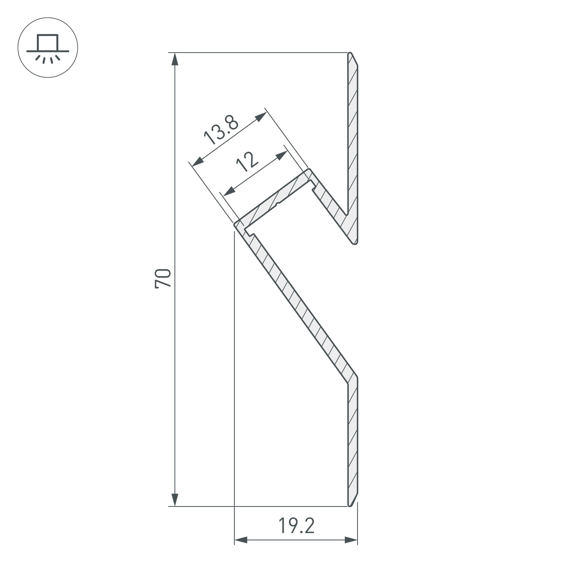 Профиль ARH-DECORE-S12-CAVE-F-2000 ANOD (Arlight, Алюминий) 023902 — фото 2