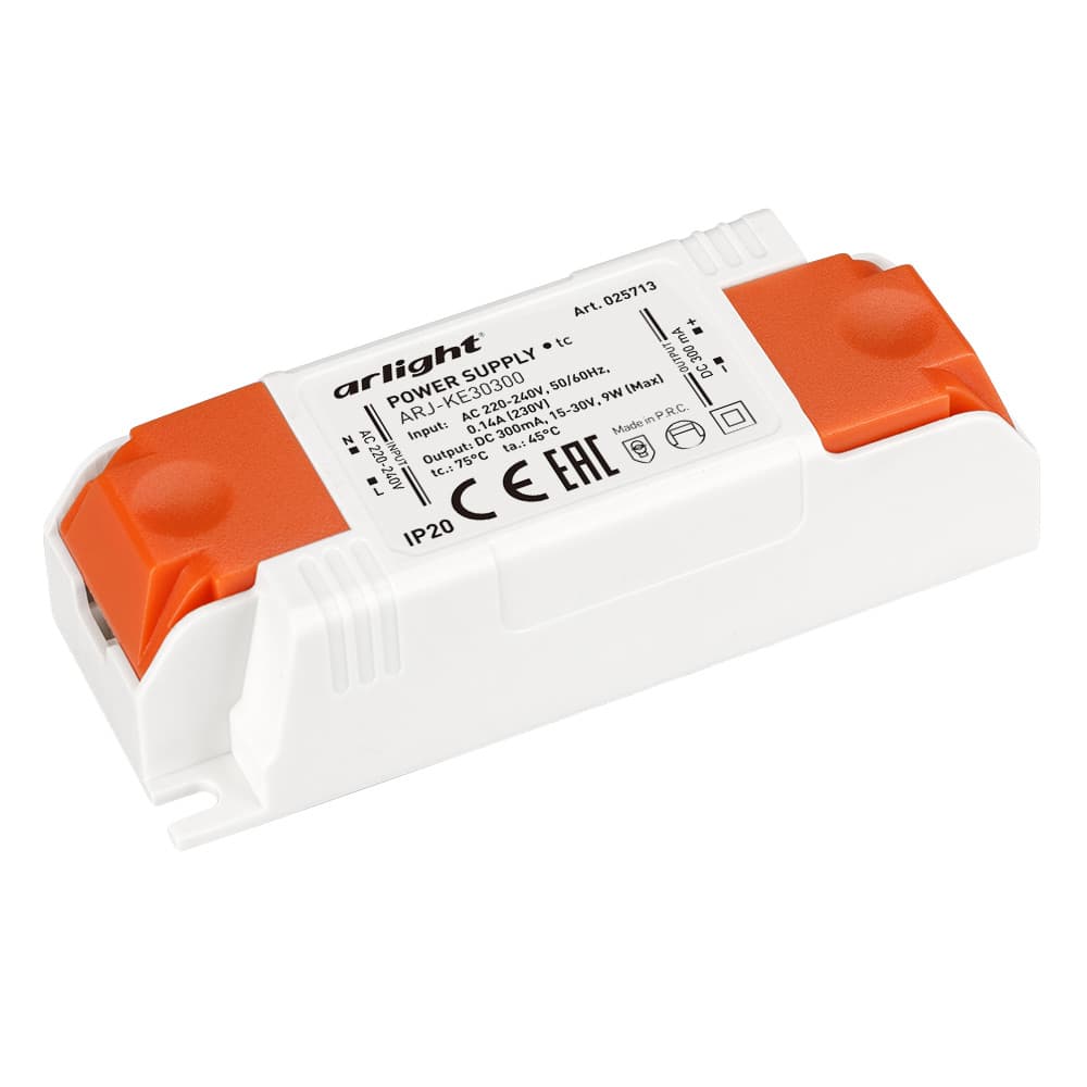 Блок питания ARJ-KE30300 (9W, 300mA) (Arlight, IP20 Пластик, 5 лет) 025713 Arlight — фото 1