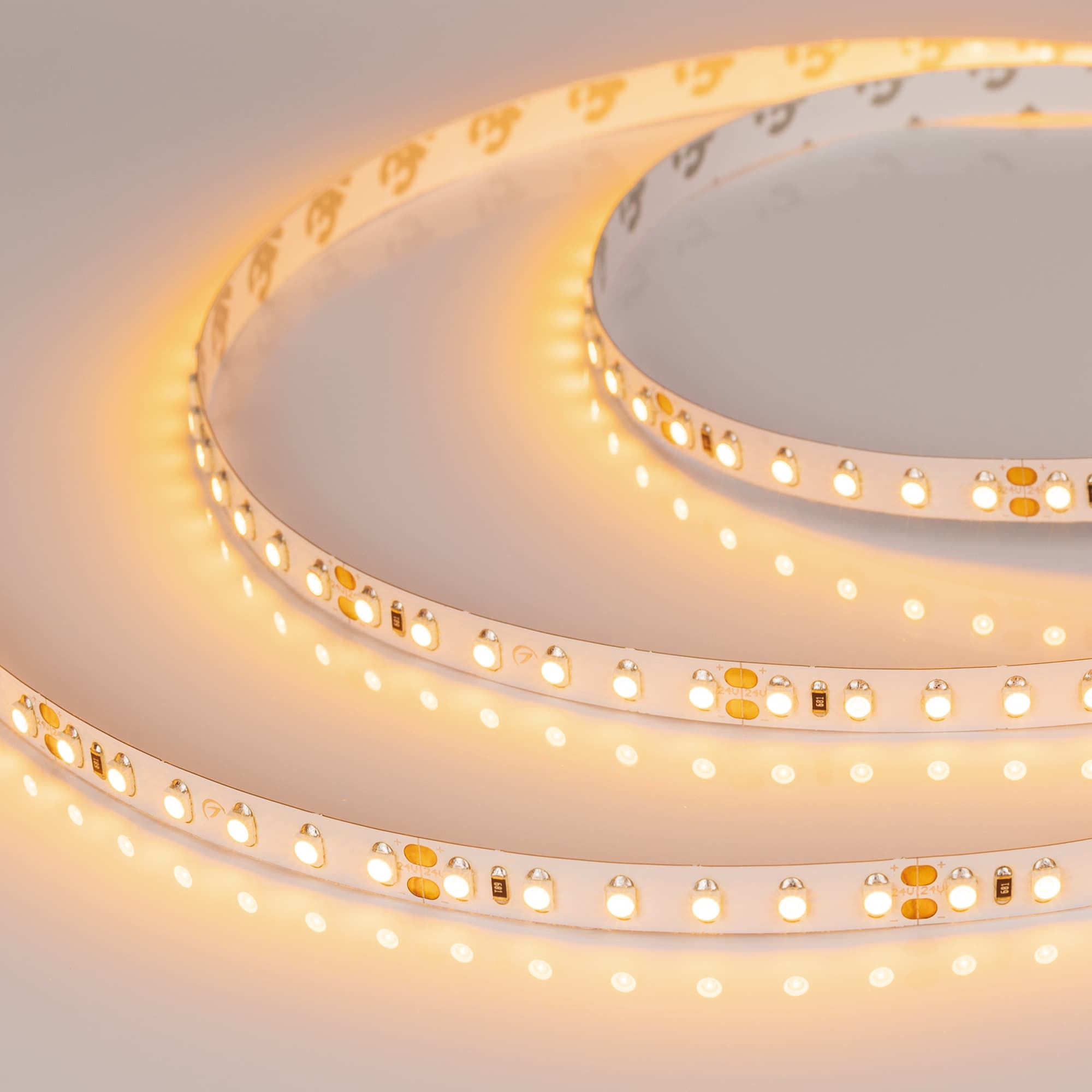 Светодиодная лента RT 2-5000 24V Yellow 2x (3528, 600 LED, LUX) (Arlight, 9.6 Вт/м, IP20) 008780 — фото 2