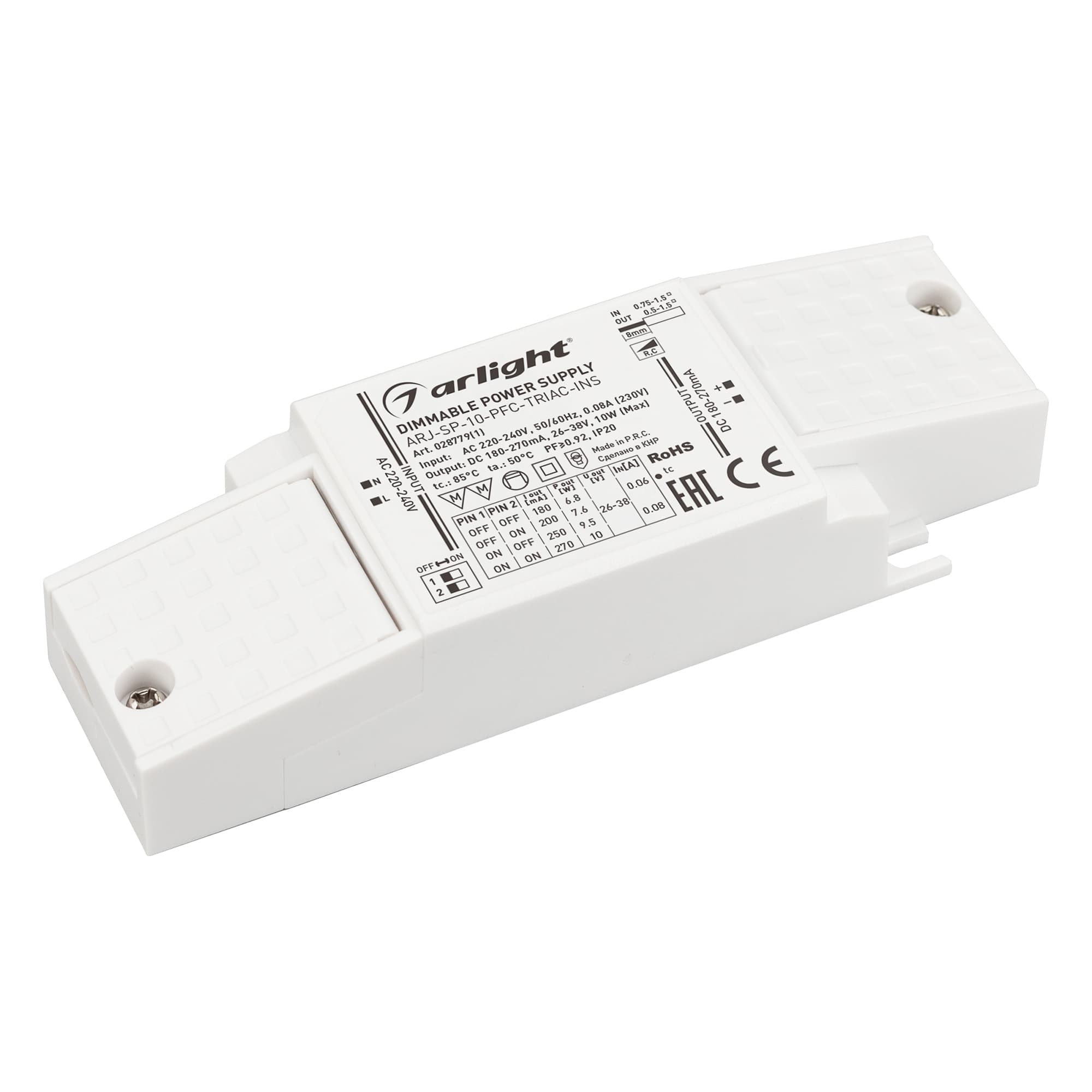 Блок питания ARJ-SP-10-PFC-TRIAC-INS (10W, 26-38V, 0.18-0.27A) (Arlight, IP20 Пластик, 5 лет) 028779(1) — фото 1