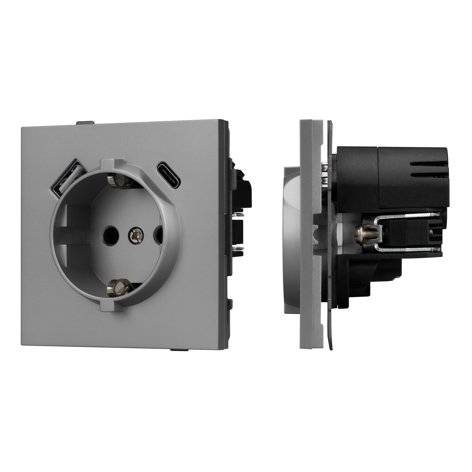 Механизм розетки с USB зарядкой SCT-TENDO-MUAC-PL-GR (230V, 16A) (Arlight, Графитовый) 054088