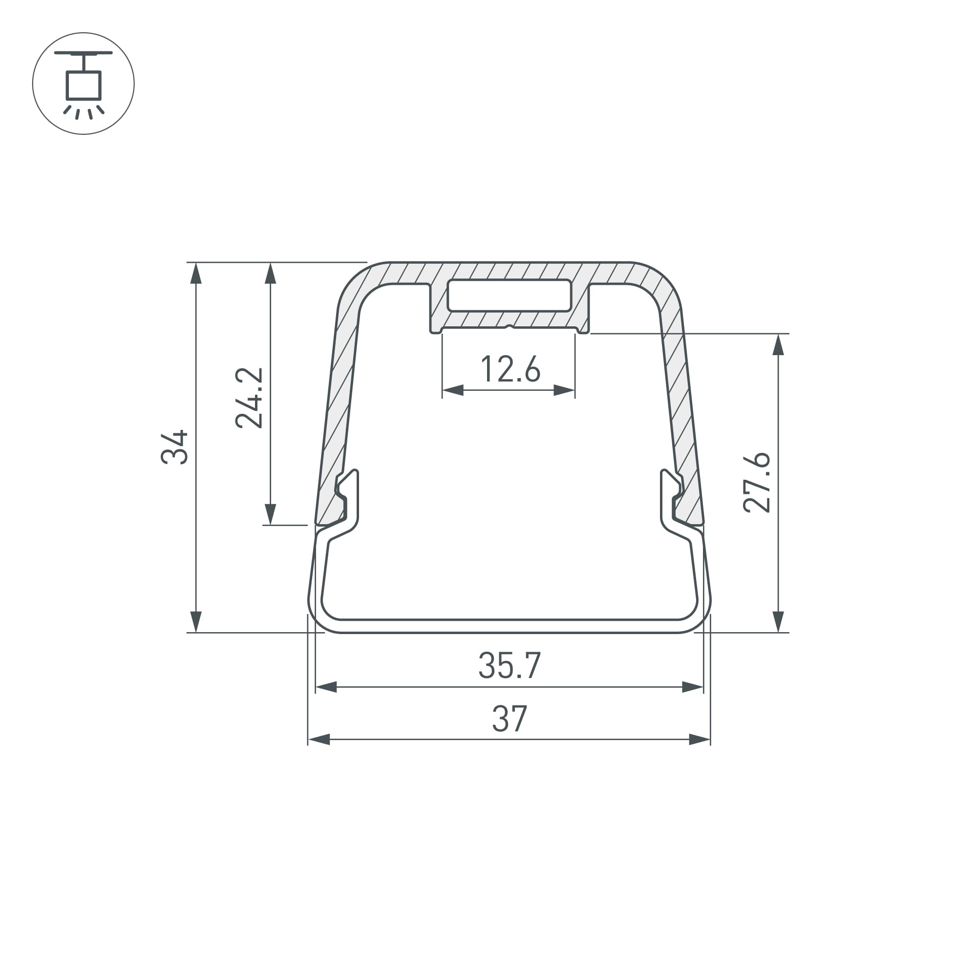 Профиль с экраном LINE-D-3734-2000 TETRA OLIVE GREY+OPAL (Arlight, Алюминий) 055098 Arlight — фото 2