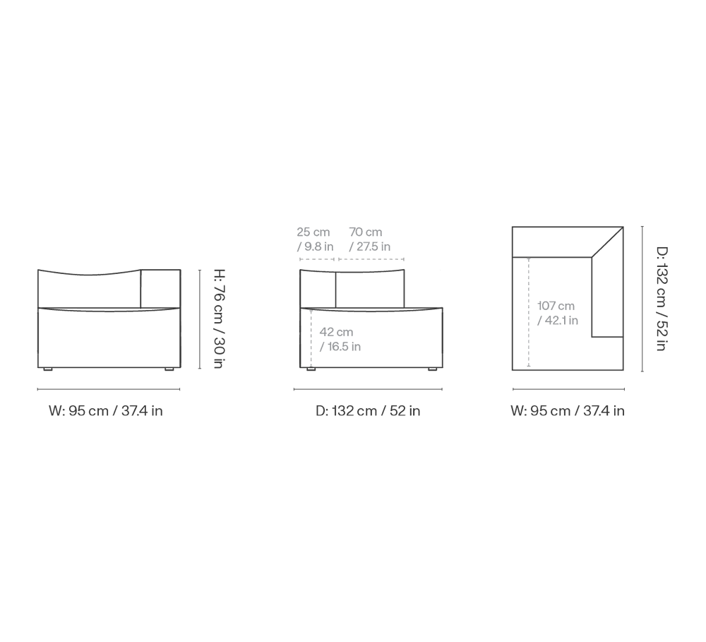 Ferm Living Catena Sofa Chaise Longue Left S600 - Louisiana - Sand/Chocolate ferm LIVING — фото 2