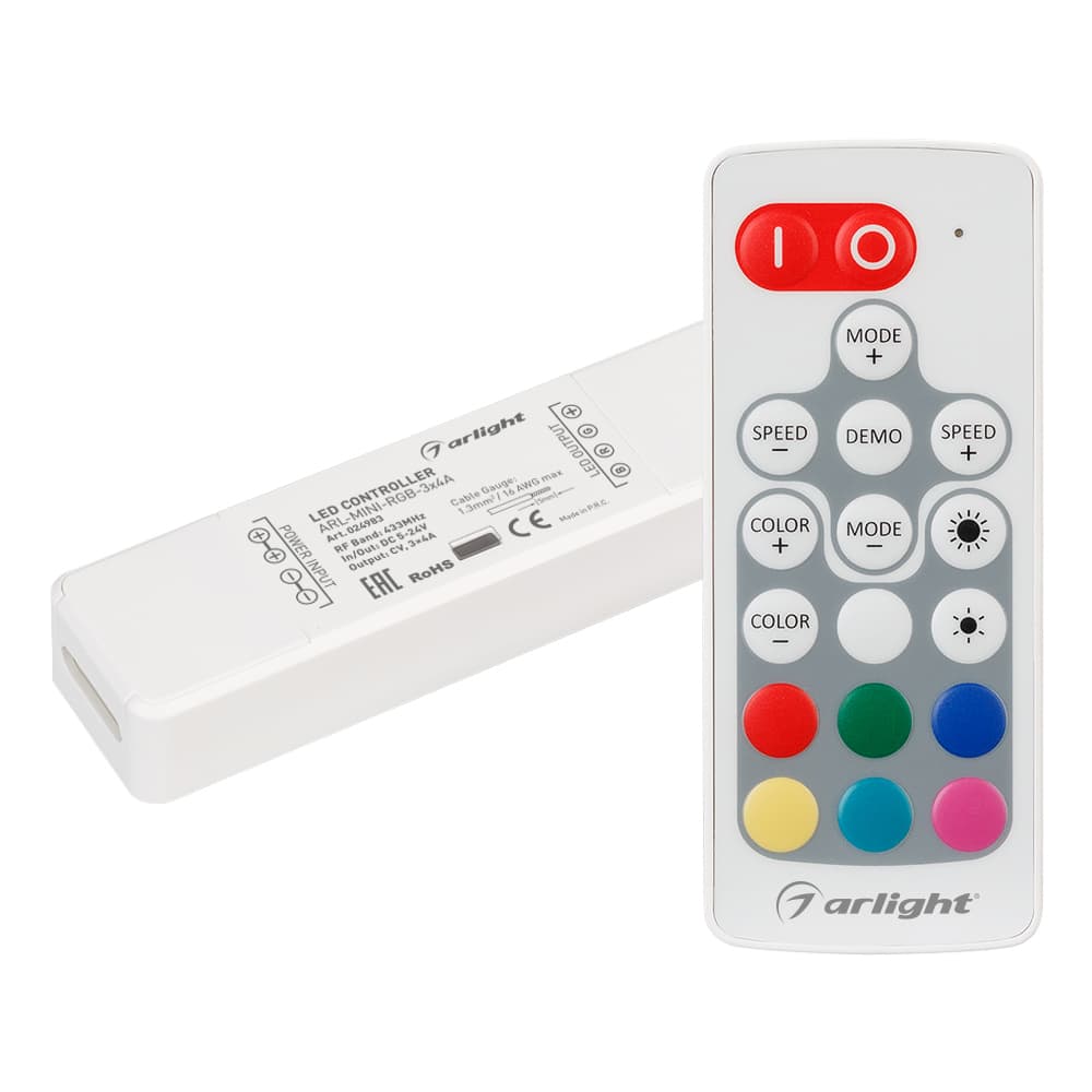 Контроллер ARL-MINI-RGB-3x4A (5-24V, RF ПДУ 18кн) (Arlight, IP20 Пластик, 1 год) 024983 — фото 1