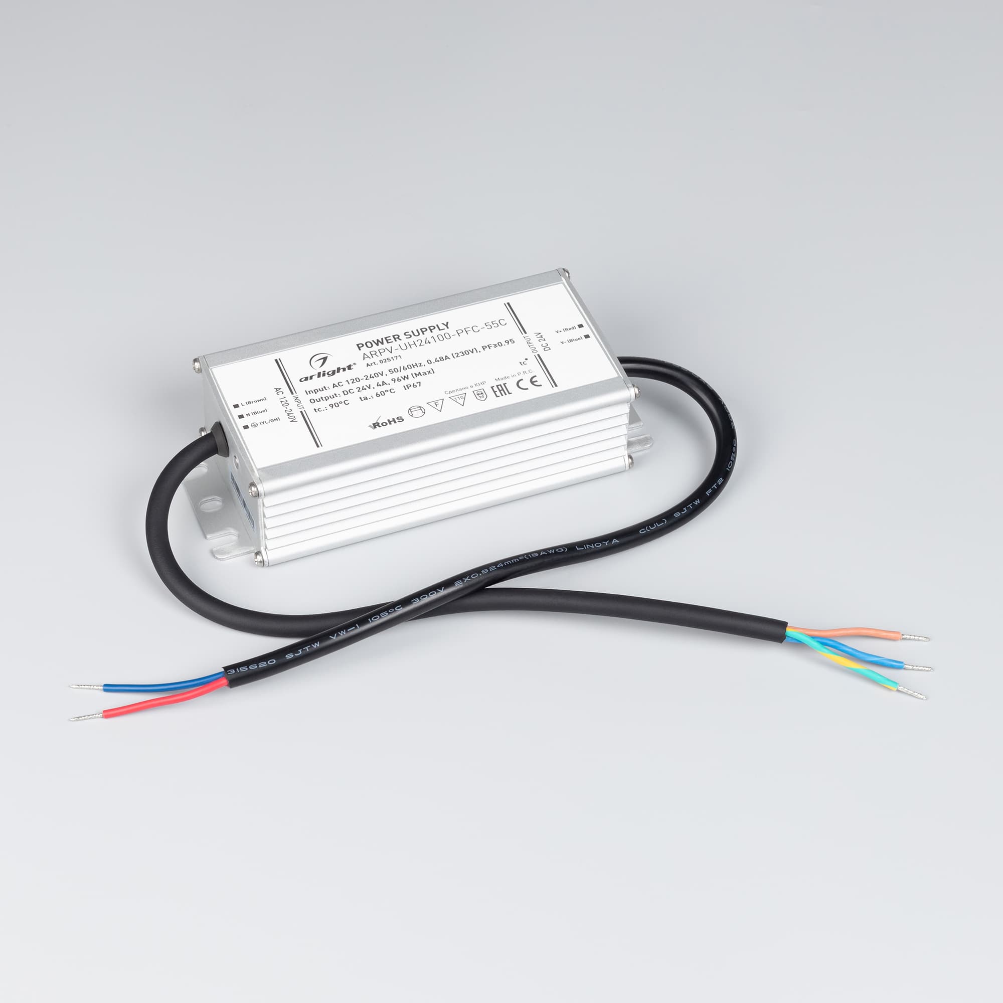 Блок питания ARPV-UH24100-PFC-55C (24V, 4.2A, 100W) (Arlight, IP67 Металл, 5 лет) 025171 — фото 2