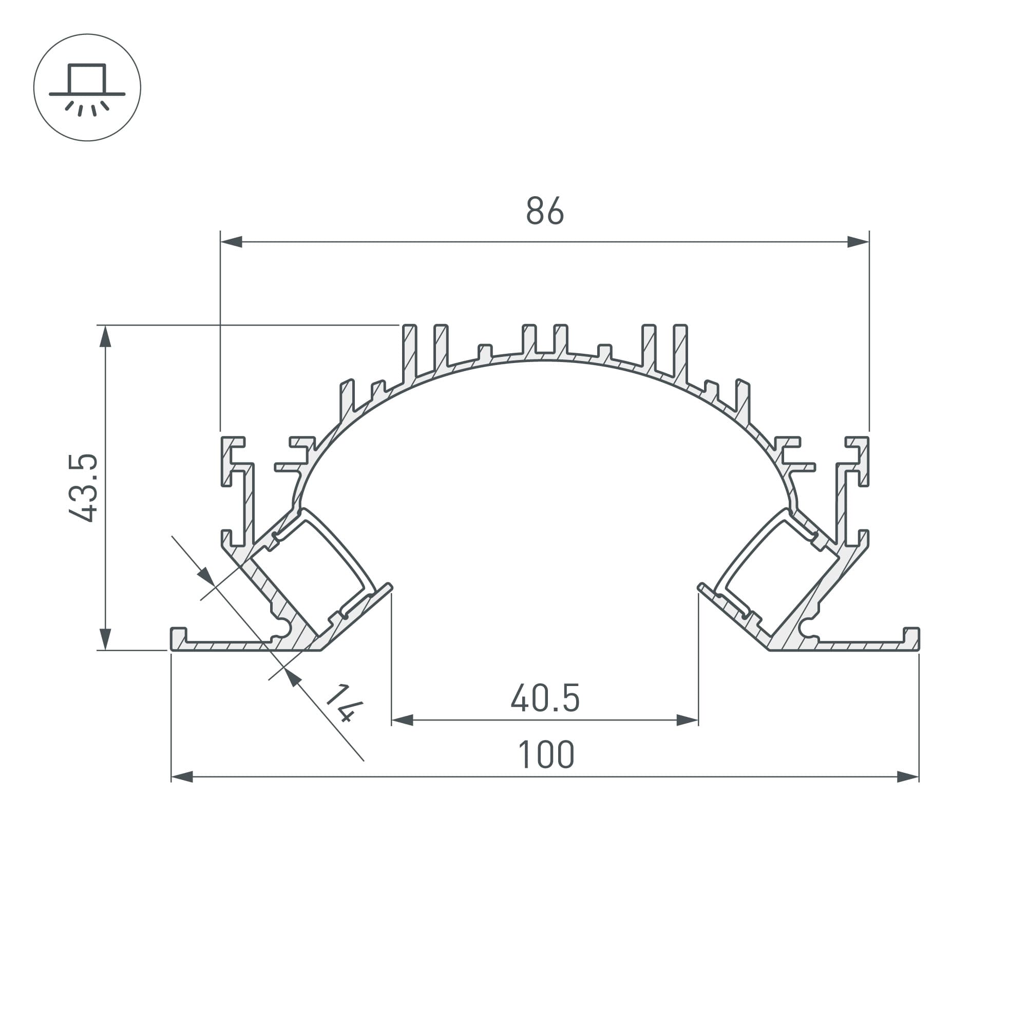 Профиль ARH-CEIL-REFLECT-DUAL-2000 ANOD (Arlight, Алюминий) 036364 — фото 3