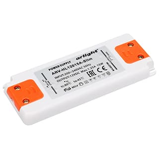 Блок питания ARV-SN12015-FLAT-H (12V, 1.25A, 15W) (Arlight, IP20 Пластик, 3 года) 022190(1)