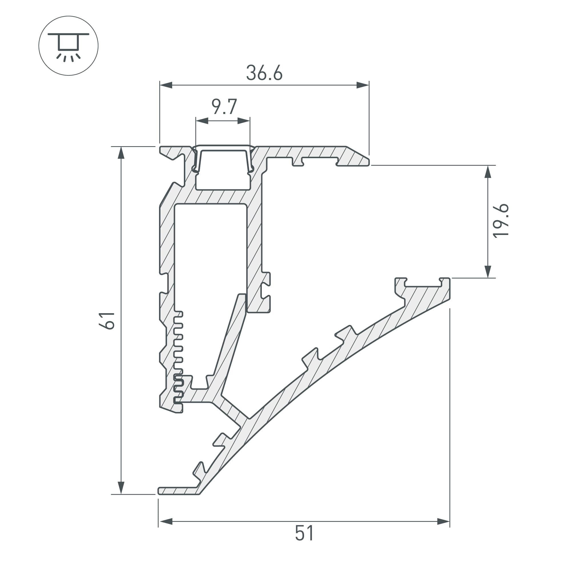 Профиль SHELF-600-2000 ANOD (Arlight, Алюминий) 060498 — фото 4