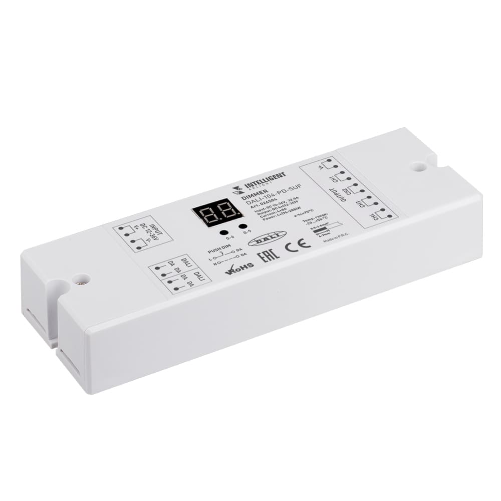 INTELLIGENT ARLIGHT Диммер DALI-104-PD-SUF (12-36V, 4х8А) (IARL, IP20 Пластик, 3 года) 026504