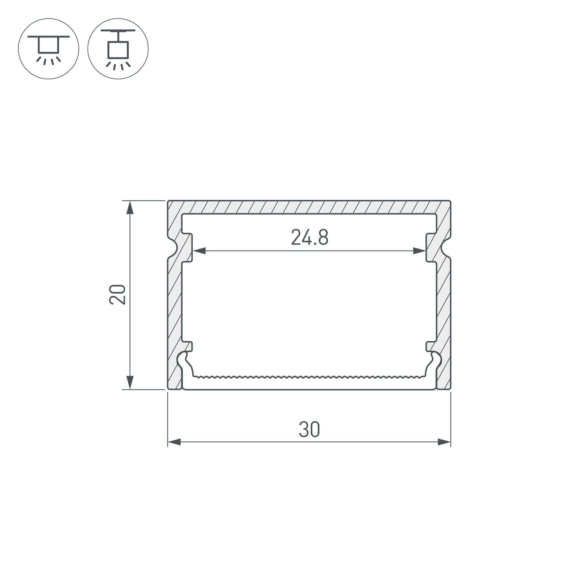 Профиль LINE-3020-2000 ANOD (Arlight, Алюминий) 046962 — фото 3