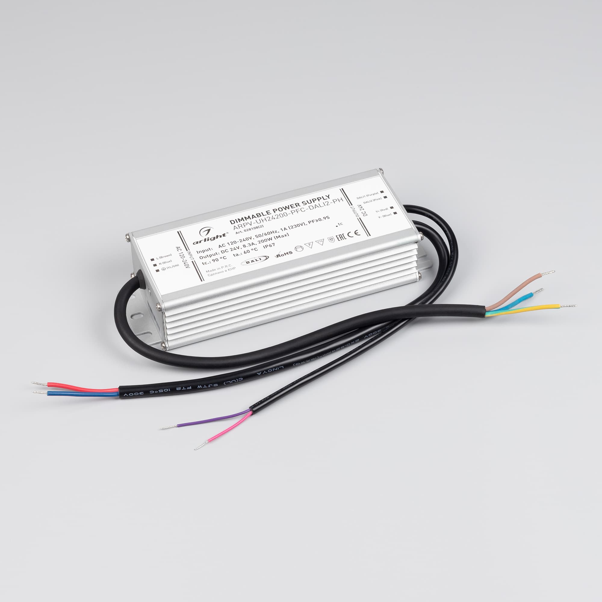 Блок питания ARPV-UH24200-PFC-DALI2-PH (24V, 8.3A, 200W) (Arlight, IP67 Металл, 7 лет) 028108(2) — фото 2
