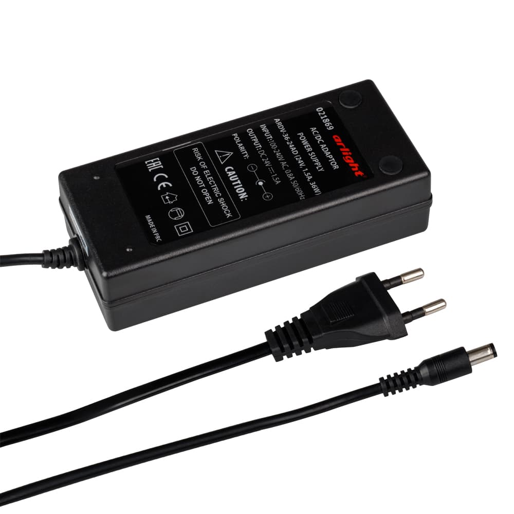 Блок питания ARDV-36-24AD (24V, 1.5A, 36W) (Arlight, Адаптер, 2 года) 021869