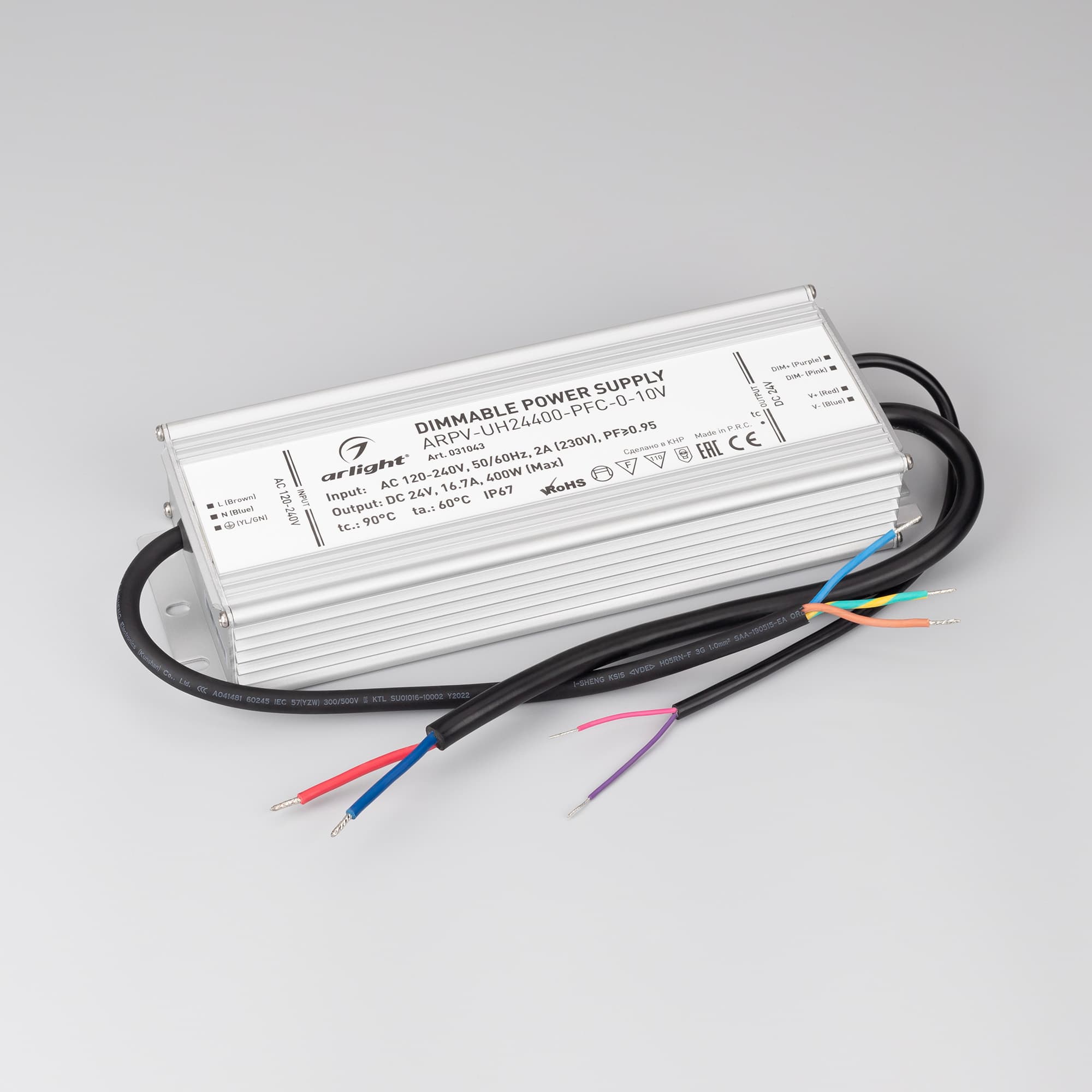 Блок питания ARPV-UH24400-PFC-0-10V (24V, 16.7A, 400W) (Arlight, IP67 Металл, 7 лет) 031043 — фото 2