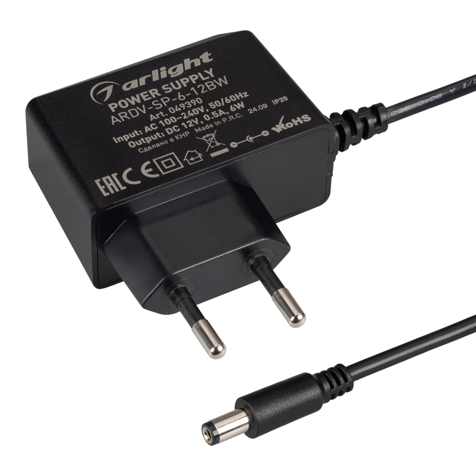 Блок питания ARDV-SP-6-12BW (12V, 0.5A, 6W) (Arlight, Адаптер, 5 лет) 049390 Arlight — фото 1