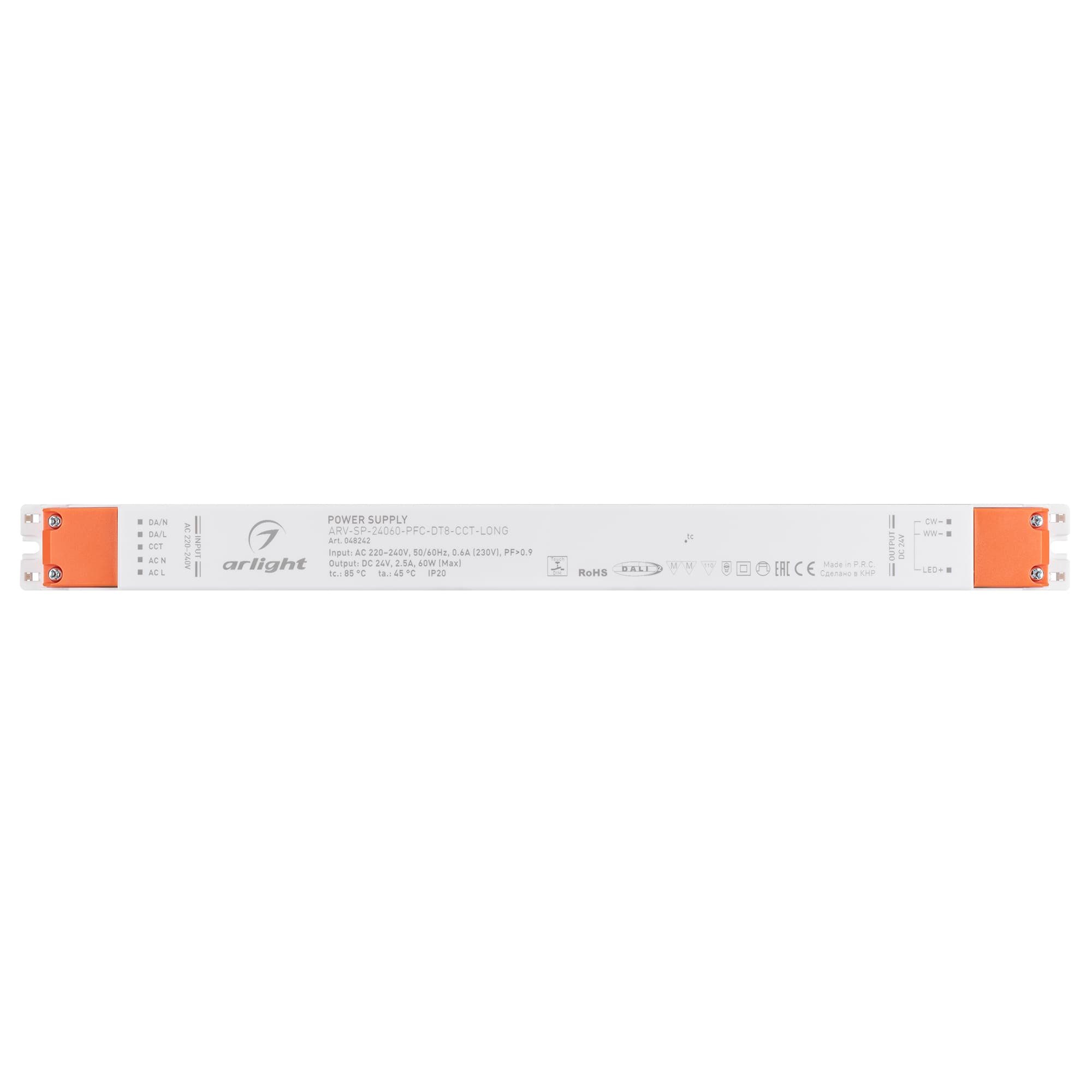 Блок питания ARV-SP-24060-PFC-DT8-CCT-LONG (24V, 2.5A, 60W) (Arlight, IP20 Пластик, 5 лет) 048242 — фото 2